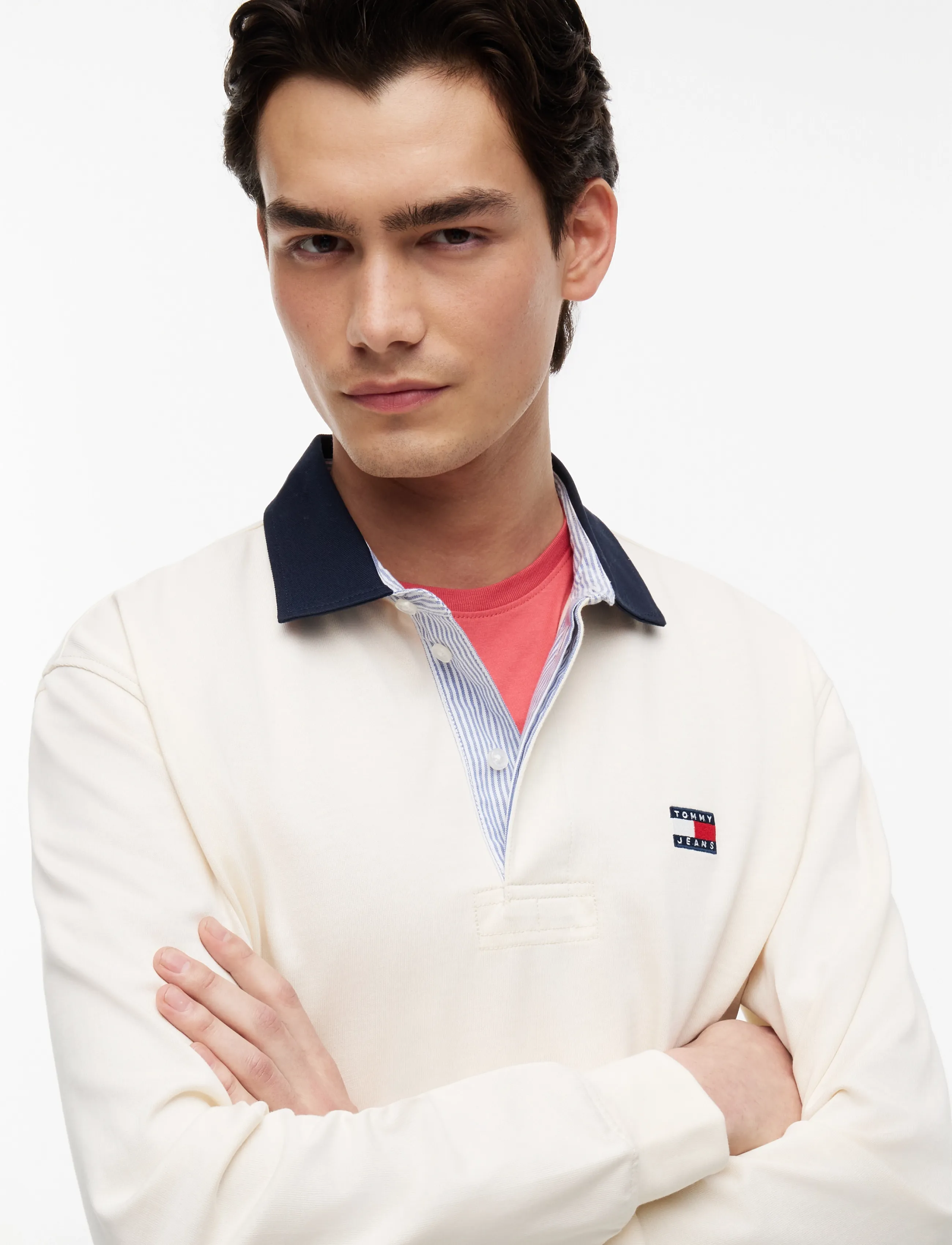 Tommy Jeans - TJM RLX ESS BADGE RUGBY EXT - pikkade varrukatega polod - cream - 3