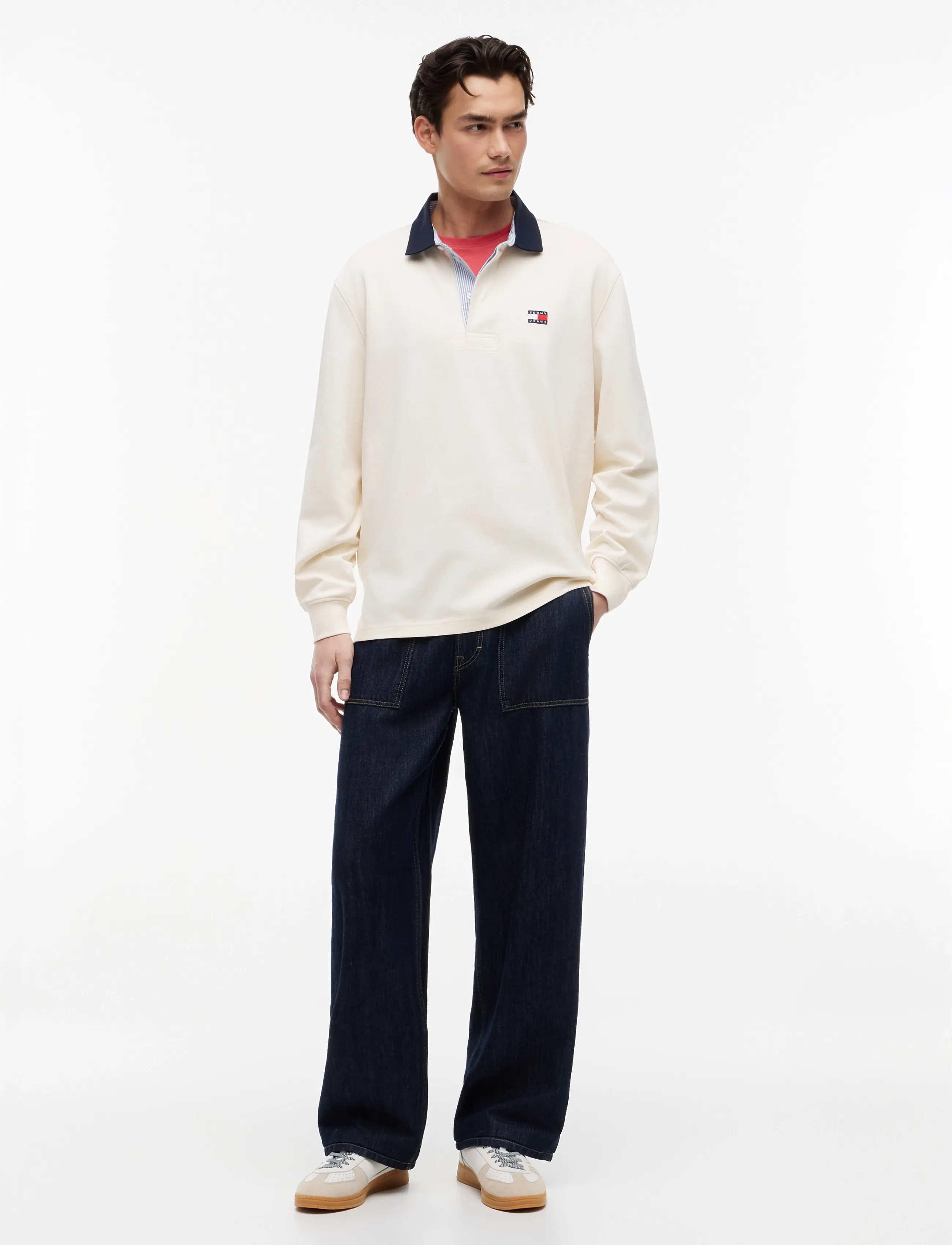 Tommy Jeans - TJM RLX ESS BADGE RUGBY EXT - pikkade varrukatega polod - cream - 4