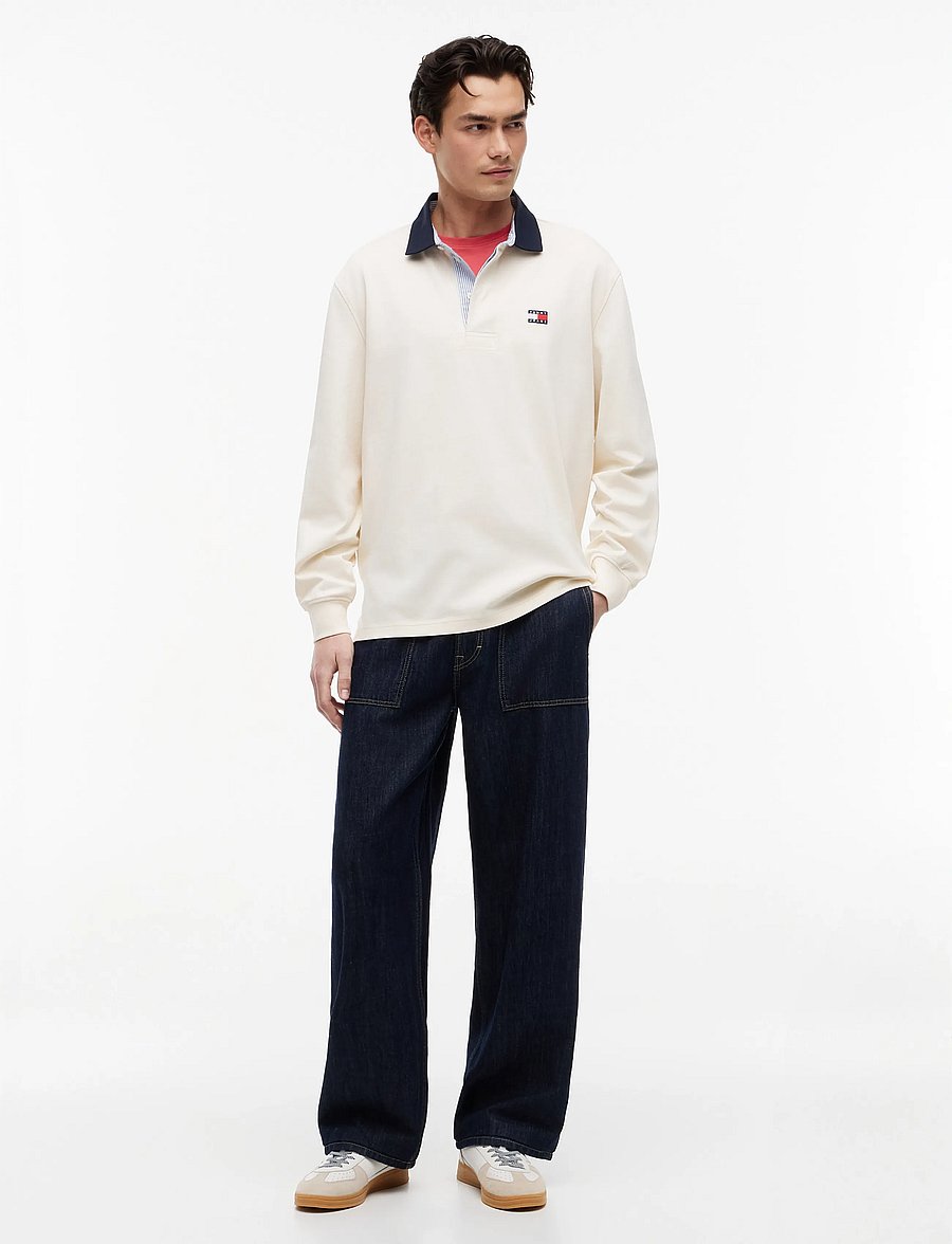Tommy Jeans - TJM RLX ESS BADGE RUGBY EXT - pikkade varrukatega polod - cream - 4