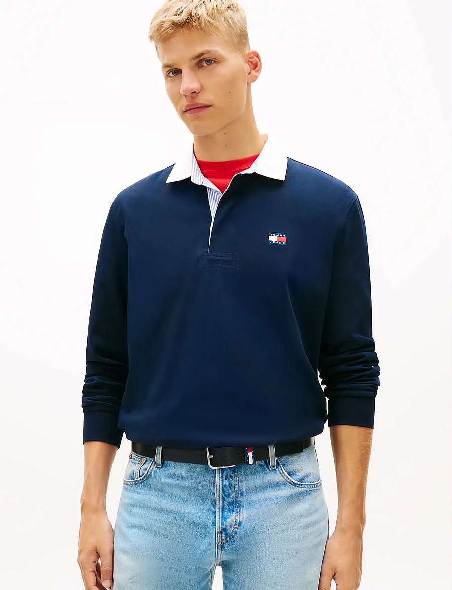 Tommy Jeans - TJM RLX ESS BADGE RUGBY - pikkade varrukatega polod - dark night navy - 0