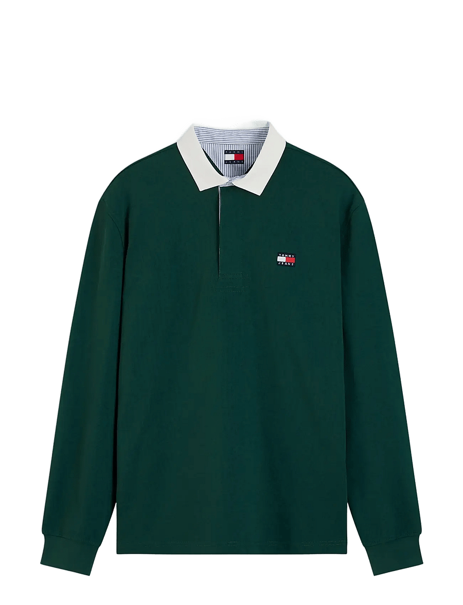 Tommy Jeans - TJM RLX ESS BADGE RUGBY EXT - pikkade varrukatega polod - velvet green - 1