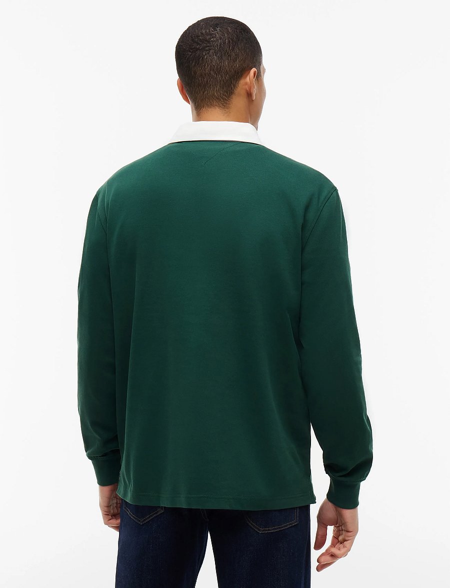 Tommy Jeans - TJM RLX ESS BADGE RUGBY EXT - pikkade varrukatega polod - velvet green - 2