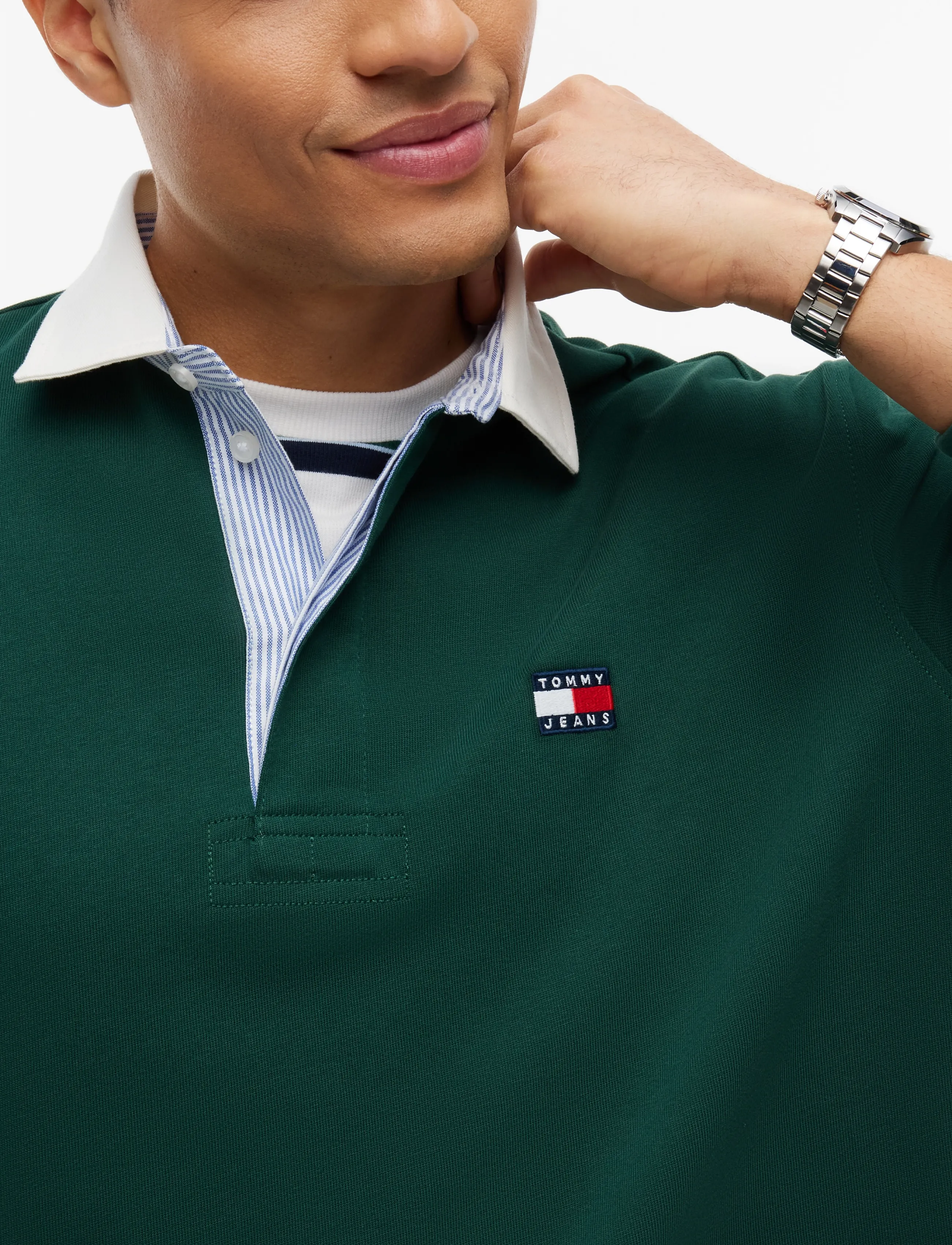 Tommy Jeans - TJM RLX ESS BADGE RUGBY EXT - long-sleeved polos - velvet green - 3