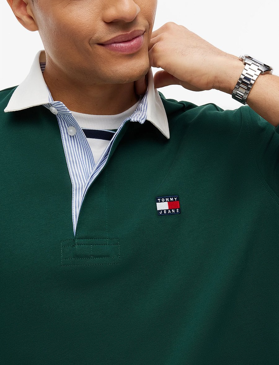 Tommy Jeans - TJM RLX ESS BADGE RUGBY EXT - pikkade varrukatega polod - velvet green - 3