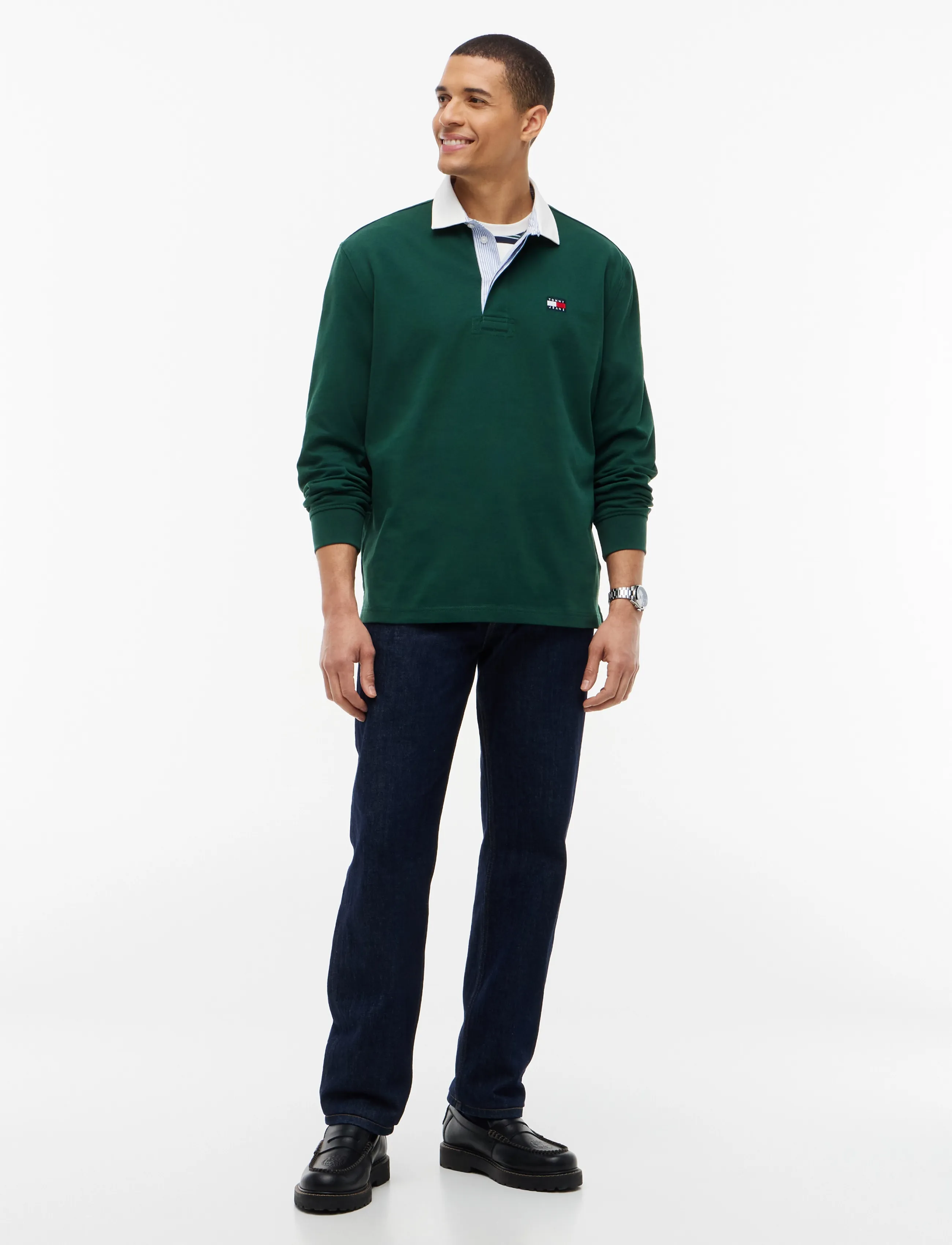Tommy Jeans - TJM RLX ESS BADGE RUGBY EXT - long-sleeved polos - velvet green - 4