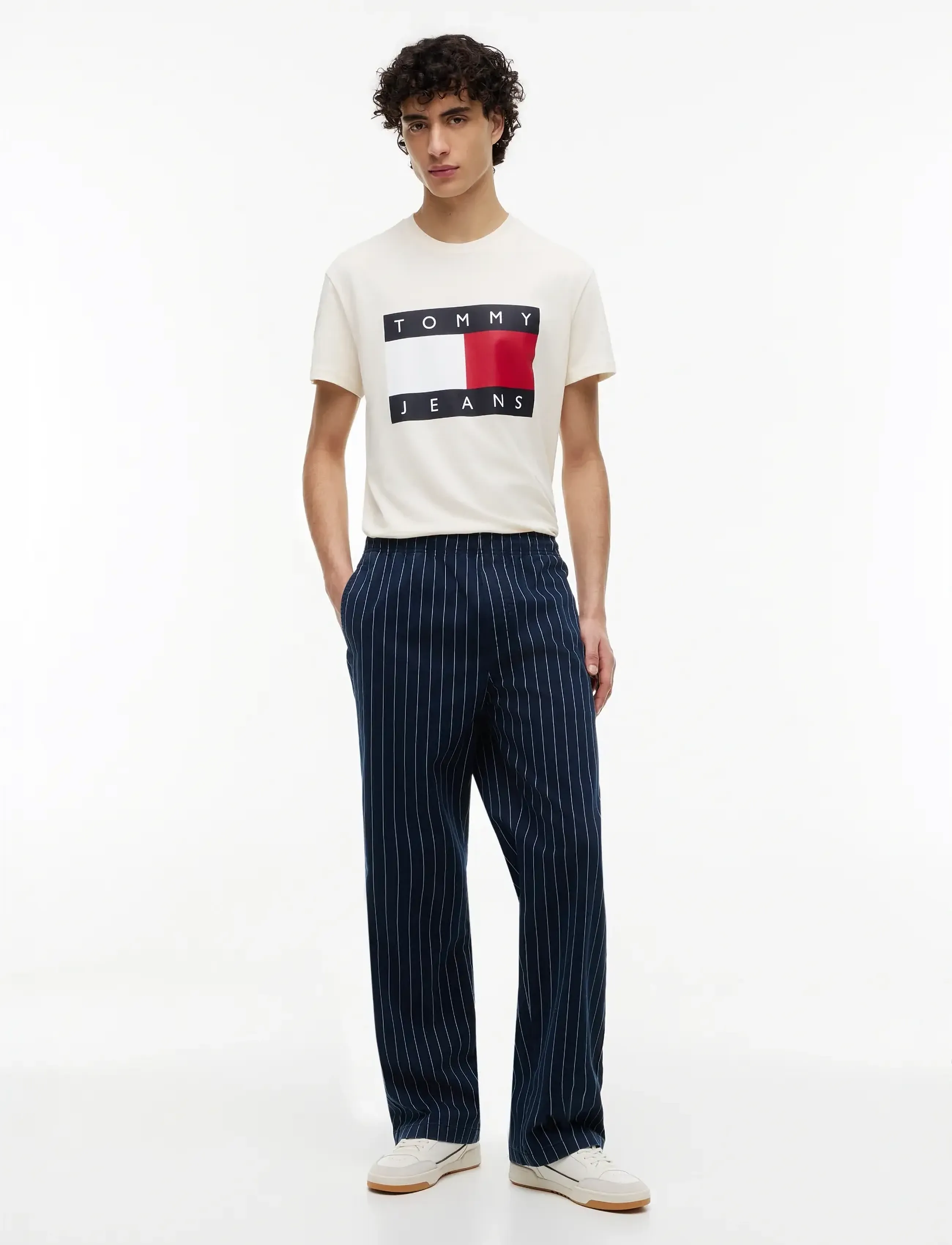 Tommy Jeans - TJM JAIMIE STRIPE PANT - vabaaja püksid - dark night navy stripe - 3