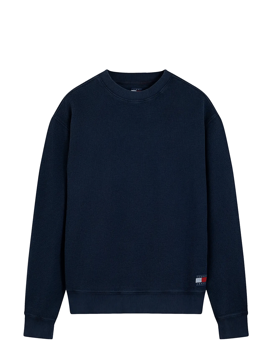 Tommy Jeans - TJM RLX WASHED WAFFLE CREW - sweatshirts - dark blue - 1
