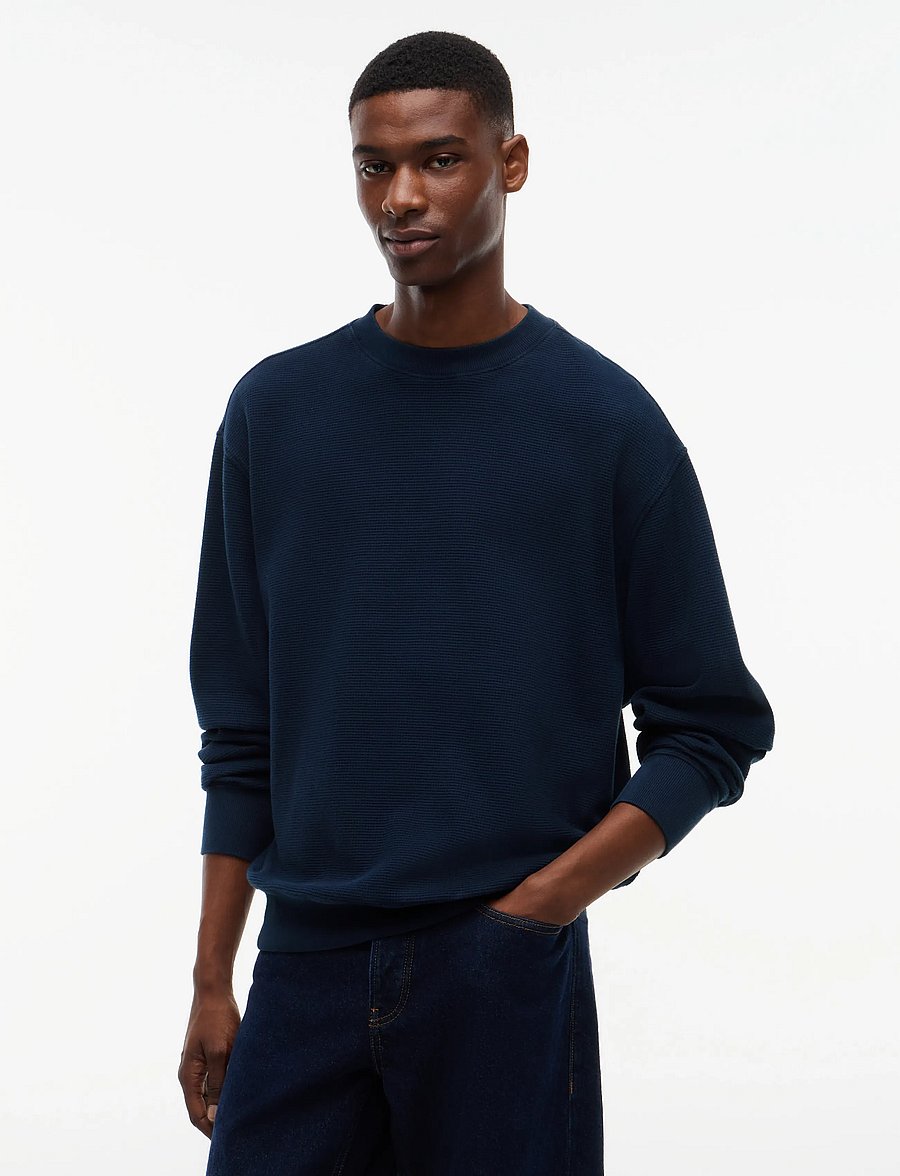Tommy Jeans - TJM RLX WASHED WAFFLE CREW - sweatshirts - dark blue - 0