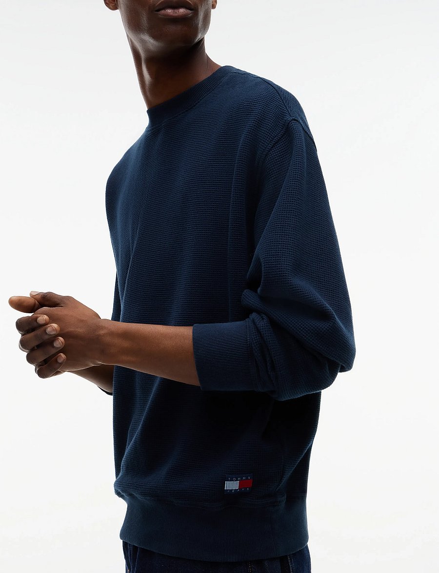 Tommy Jeans - TJM RLX WASHED WAFFLE CREW - sweatshirts - dark blue - 3
