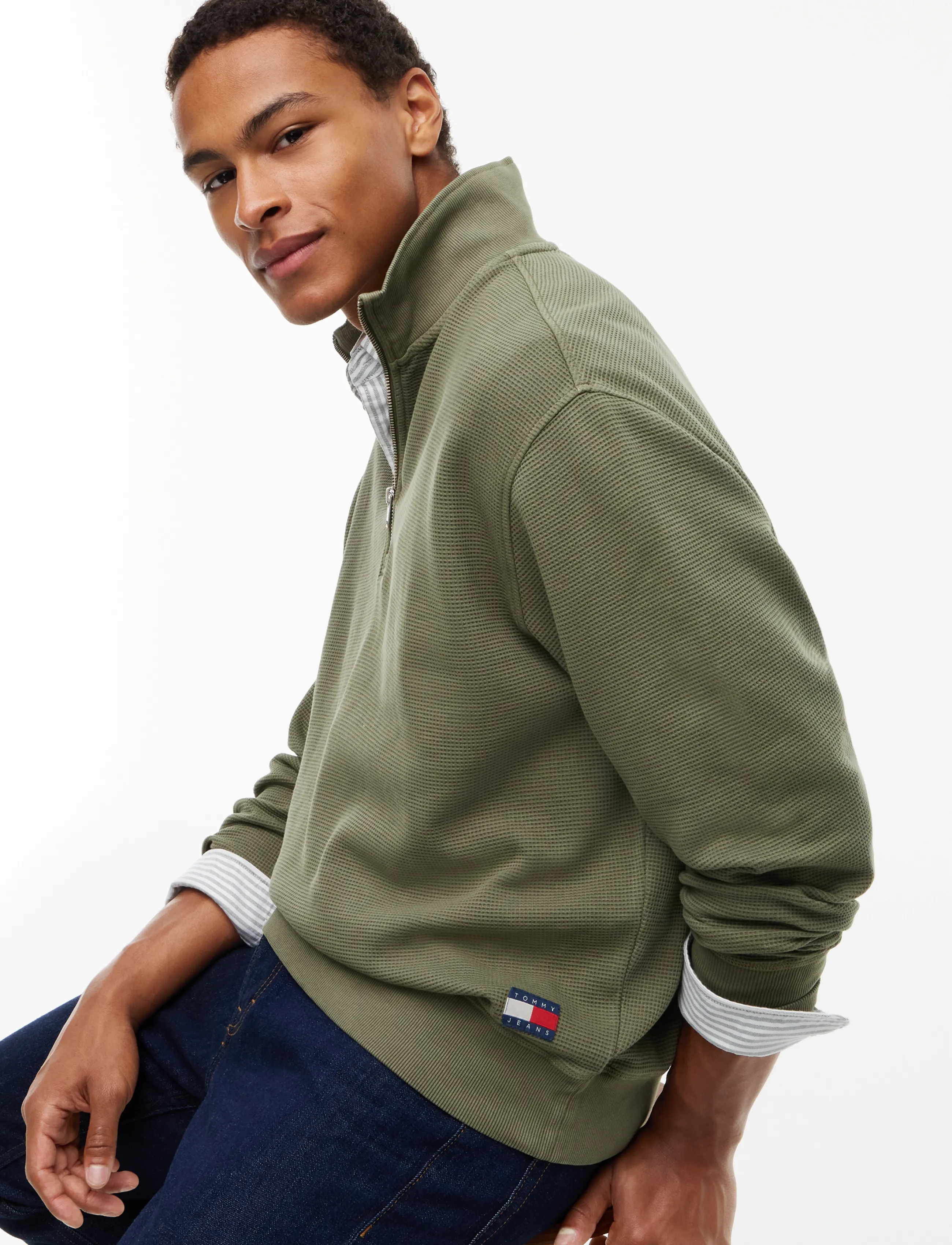Tommy Jeans - TJM RLX WASHED WAFFLE QZ - half zip-tröjor - rocky mountain - 3