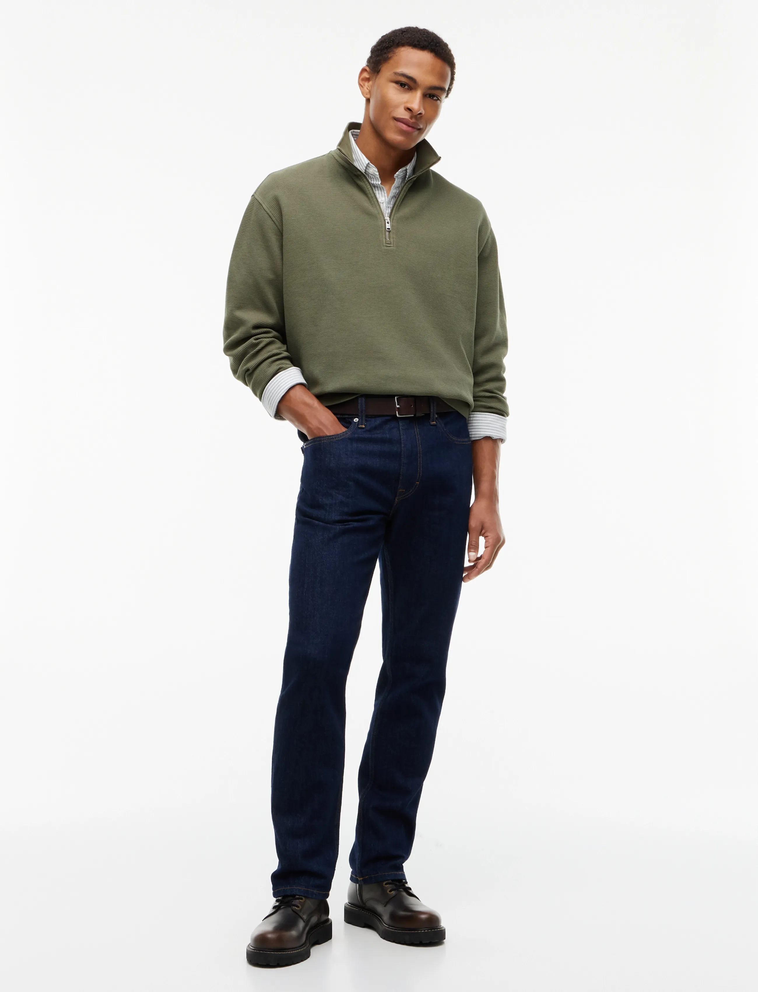 Tommy Jeans - TJM RLX WASHED WAFFLE QZ - half zip-tröjor - rocky mountain - 4