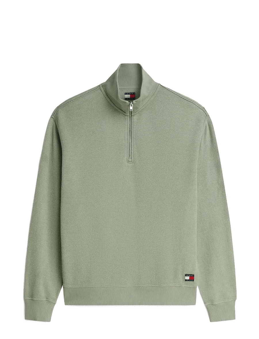 Tommy Jeans - TJM RLX WASHED WAFFLE QZ EXT - half zip-tröjor - spring olive - 1