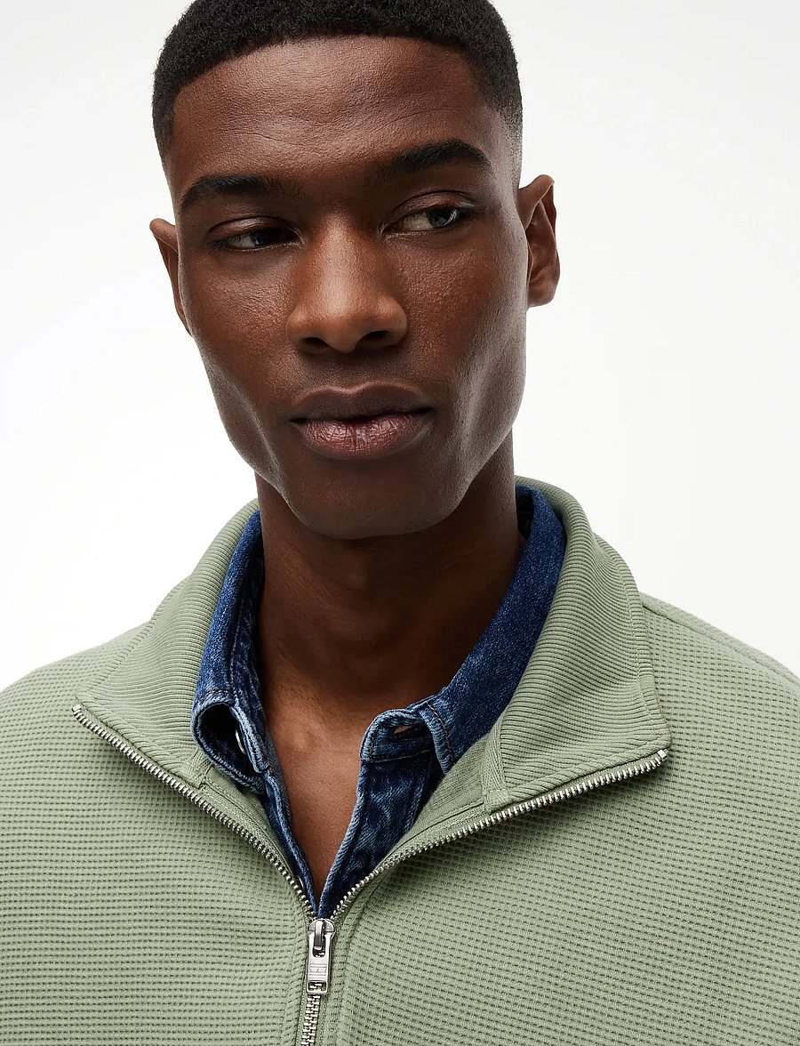 Tommy Jeans - TJM RLX WASHED WAFFLE QZ EXT - half zip-tröjor - spring olive - 3
