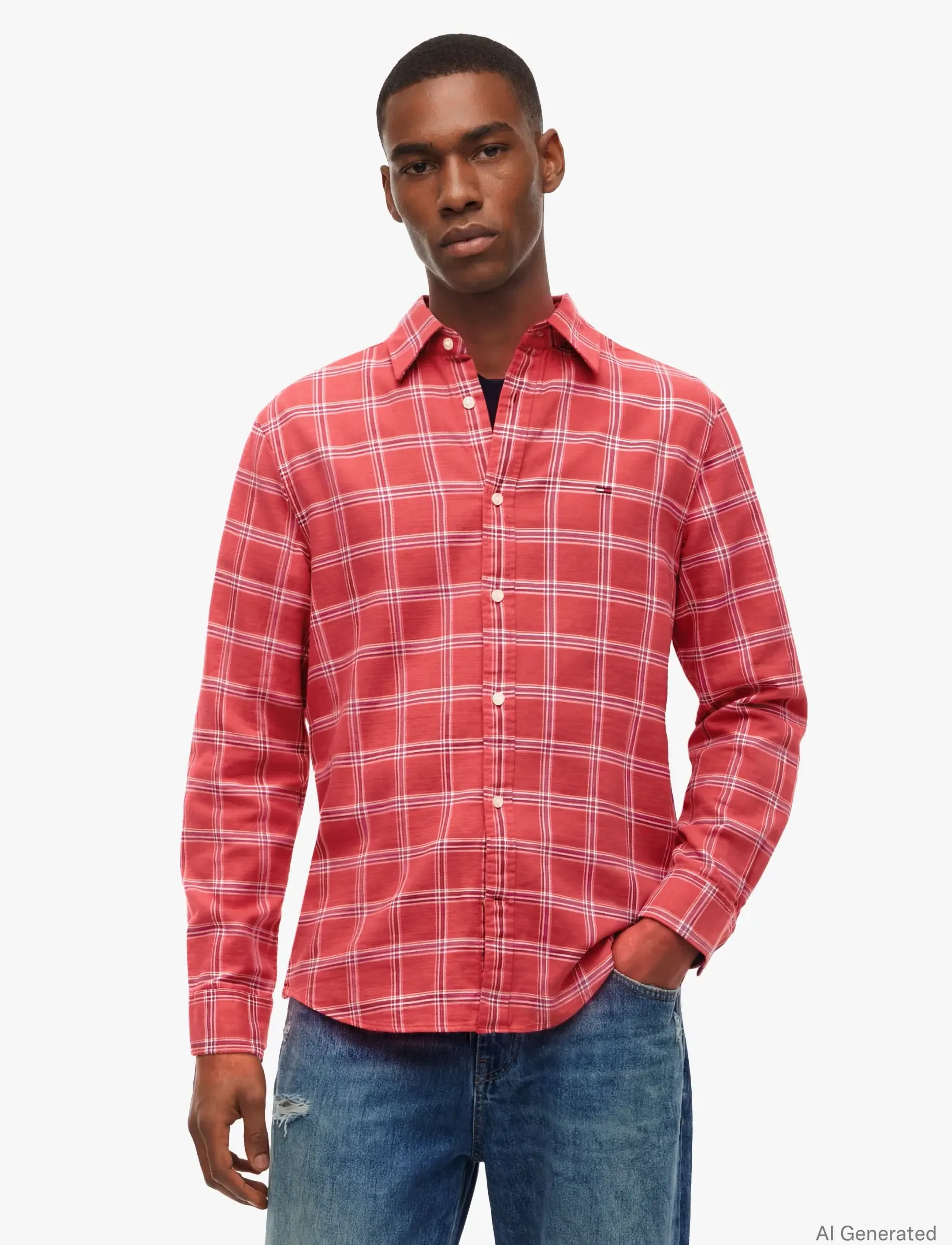 Tommy Jeans Tjm Reg Twill Check Shirt, XS, Red, Shirts > Checkered Shirt, Herre
