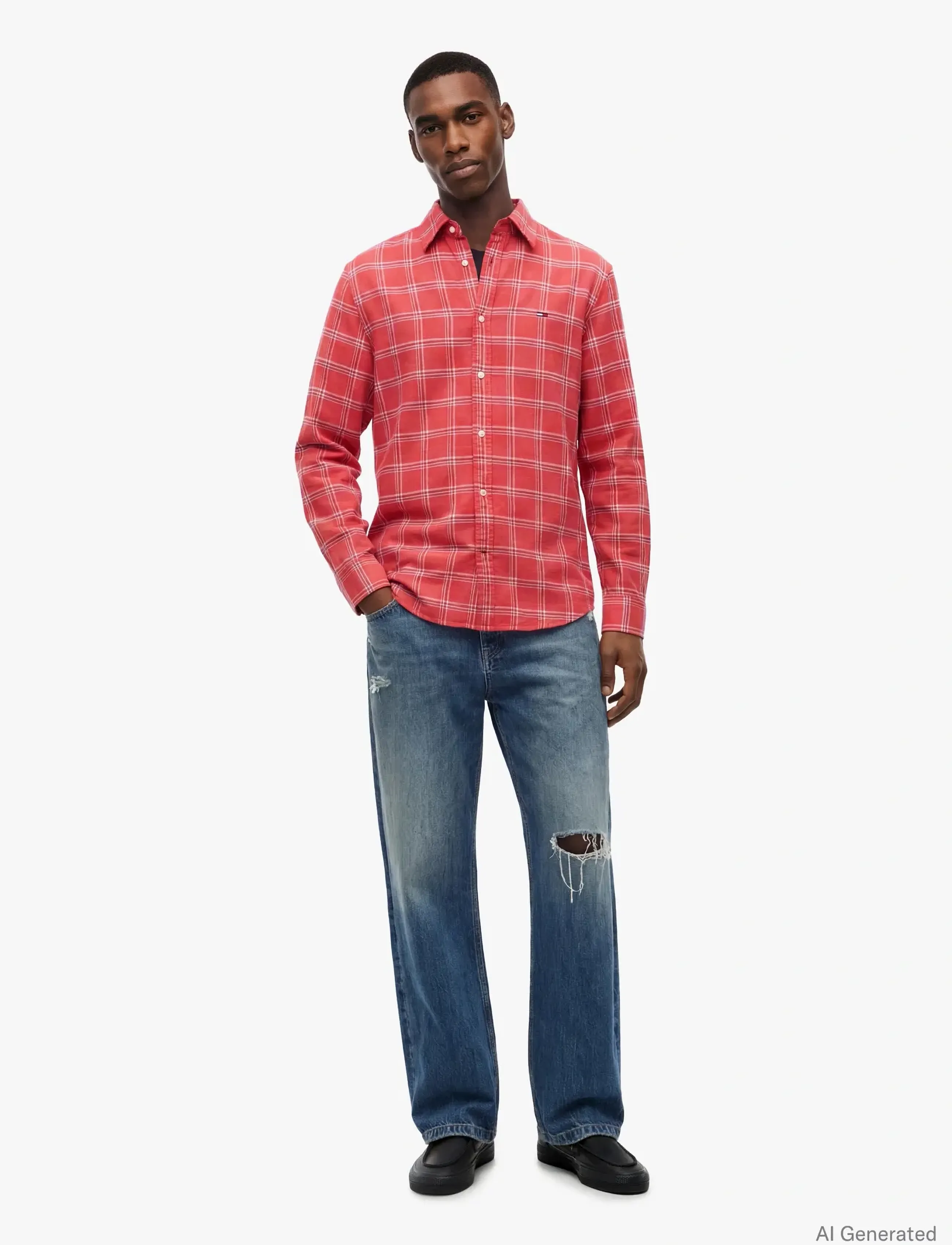 Tommy Jeans - TJM REG TWILL CHECK SHIRT - ternede skjorter - anthem red check - 4