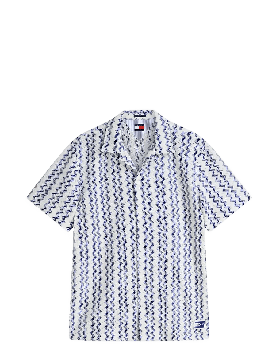 Tommy Jeans - TJM REG CLUB LACE SS SHIRT - chemises à manches courtes - providence blue - 1