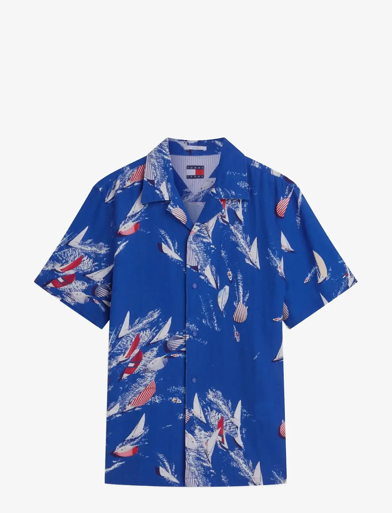 Tommy Jeans - TJM REG AOP CO SLUB SS SHIRT EXT - kurzarmhemden - providence blue aop - 1