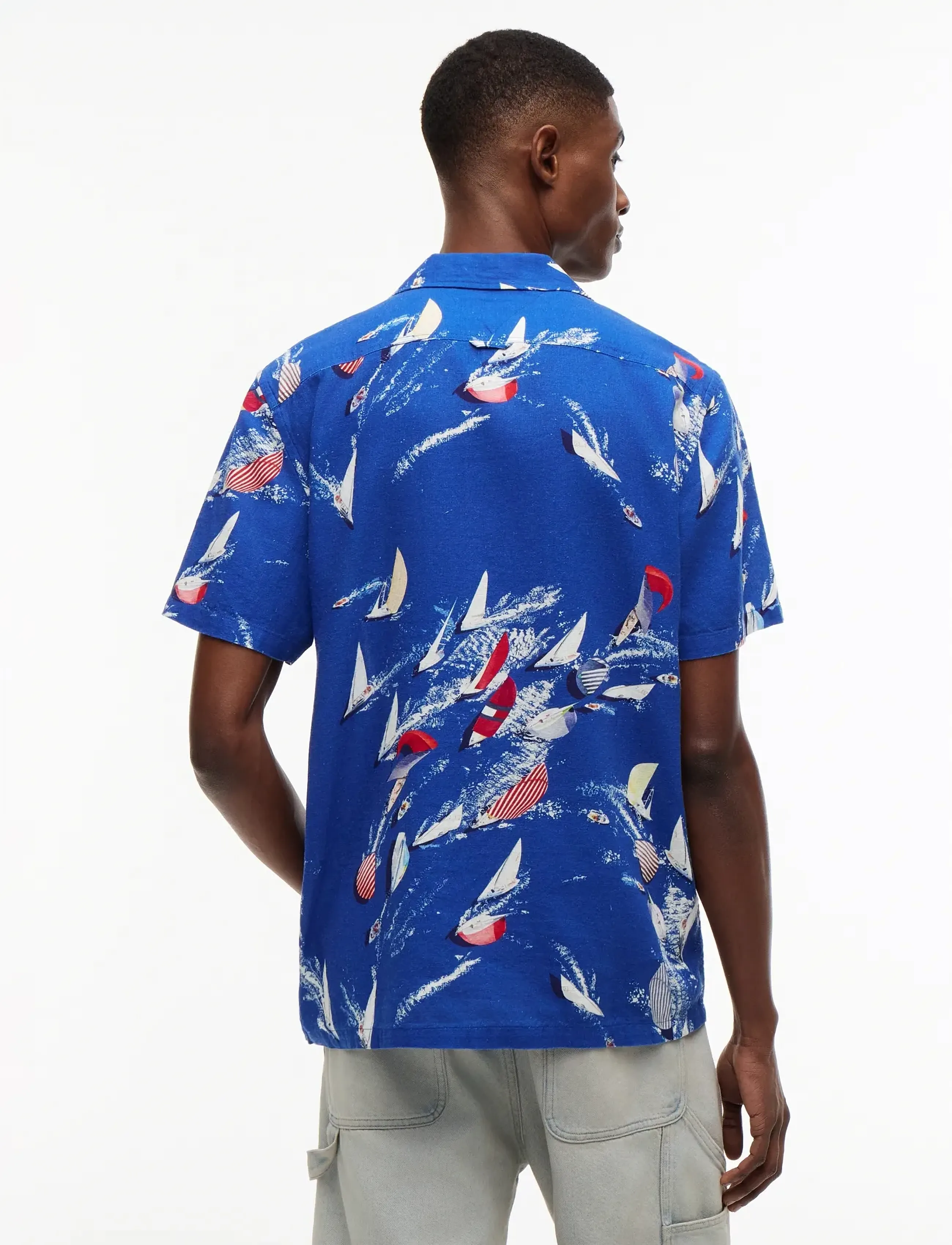 Tommy Jeans - TJM REG AOP CO SLUB SS SHIRT EXT - lühikeste varrukatega särgid - providence blue aop - 2