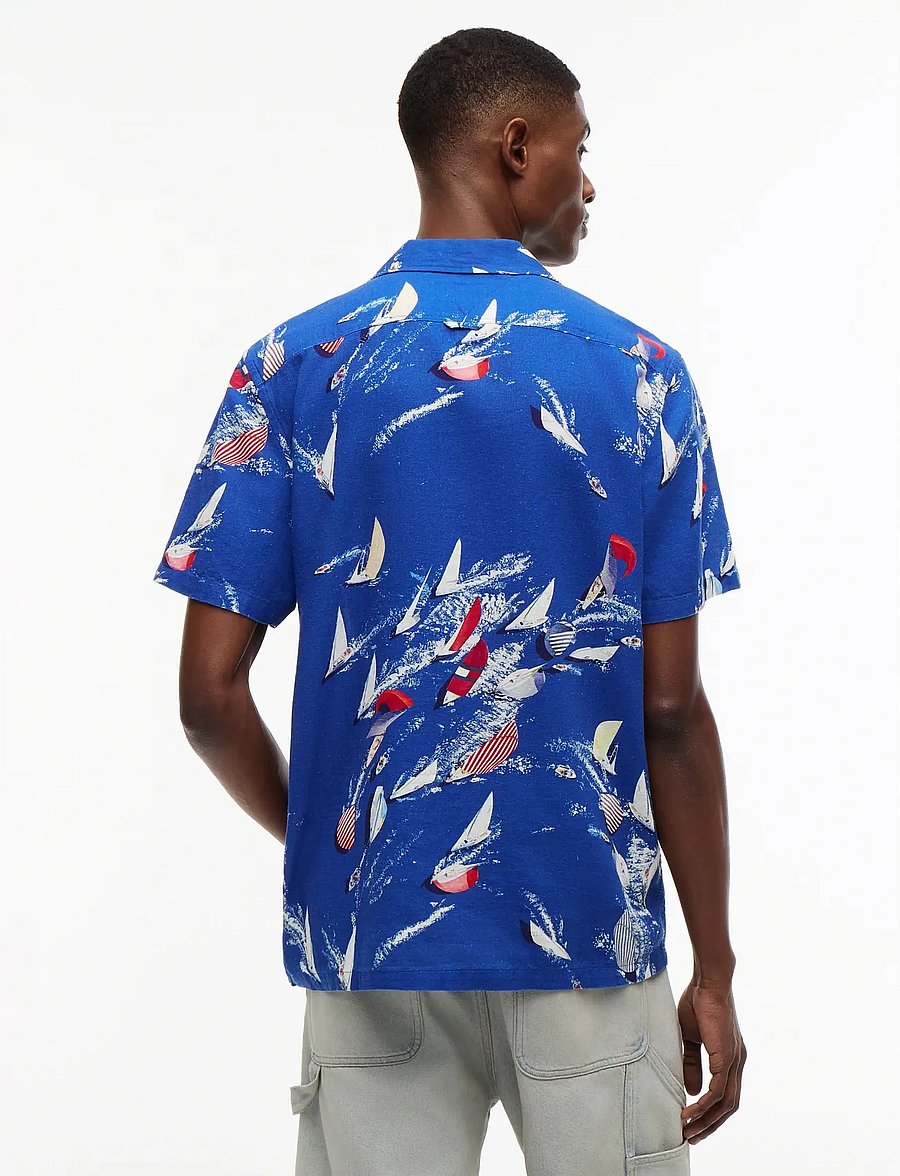 Tommy Jeans - TJM REG AOP CO SLUB SS SHIRT EXT - lühikeste varrukatega särgid - providence blue aop - 2