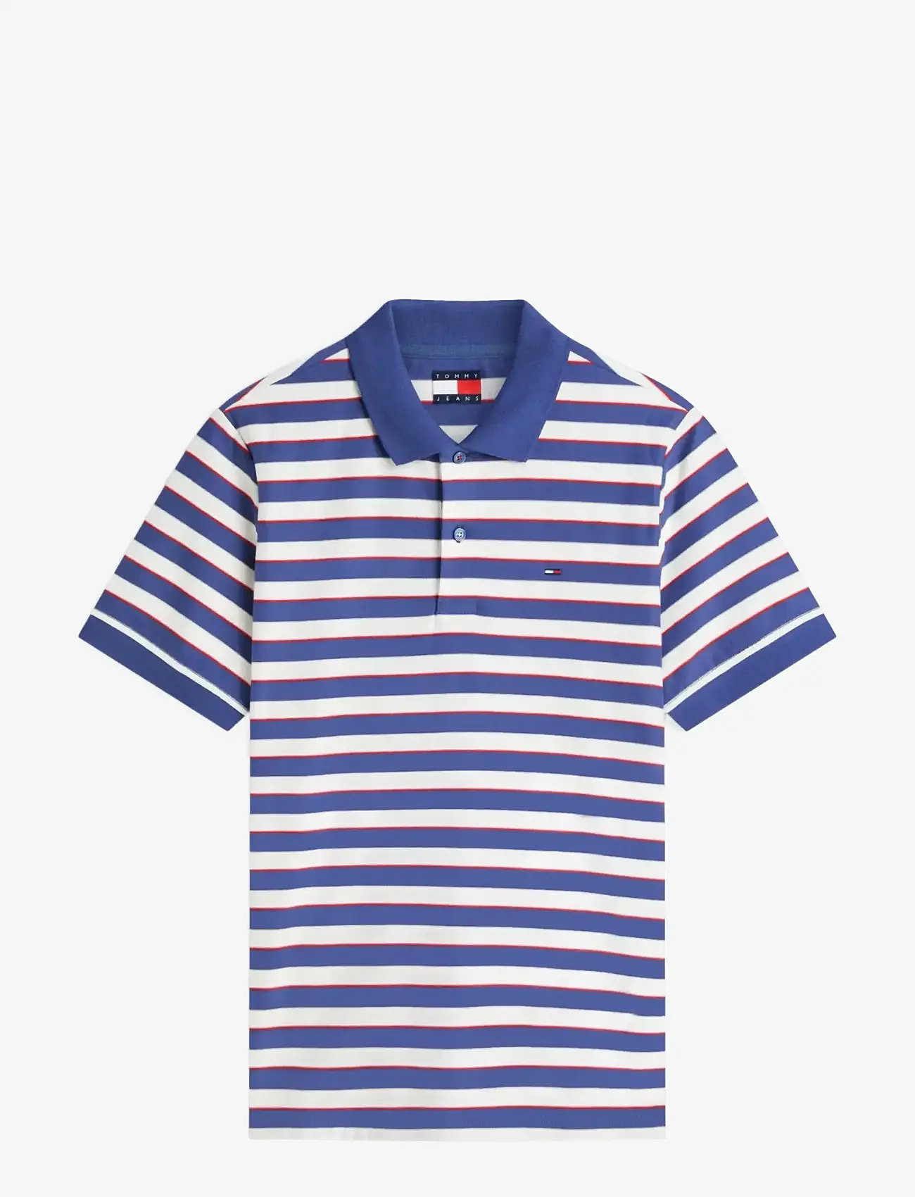 Tommy Jeans - TJM REG STRIPE JERSEY POLO EXT - kortærmede poloer - blue storm stripe - 1