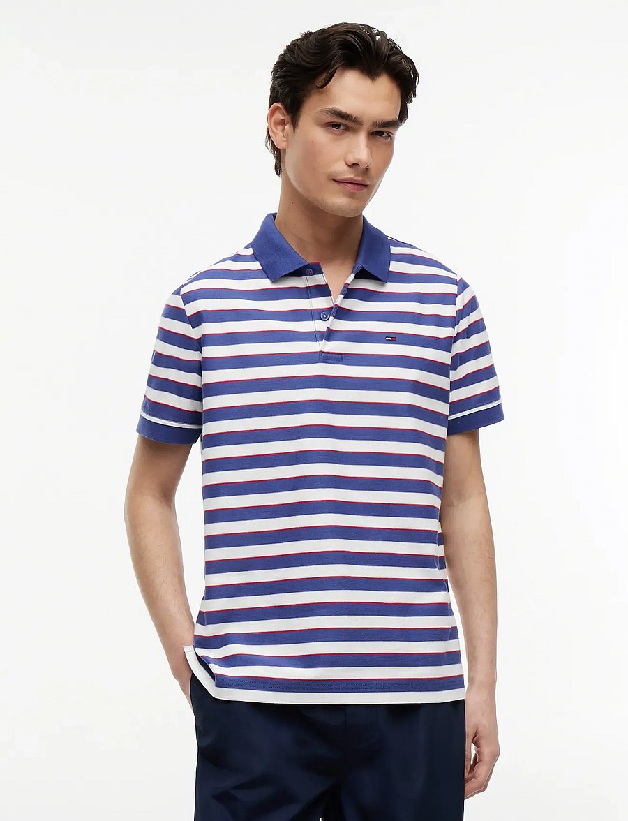 Tommy Jeans - TJM REG STRIPE JERSEY POLO EXT - kurzärmelig - blue storm stripe - 0