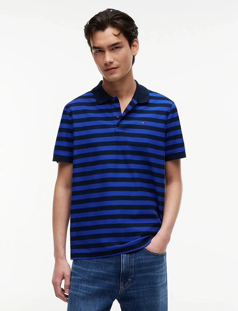 Tommy Jeans - TJM REG STRIPE JERSEY POLO EXT - kortærmede poloer - providence blue stripe - 0