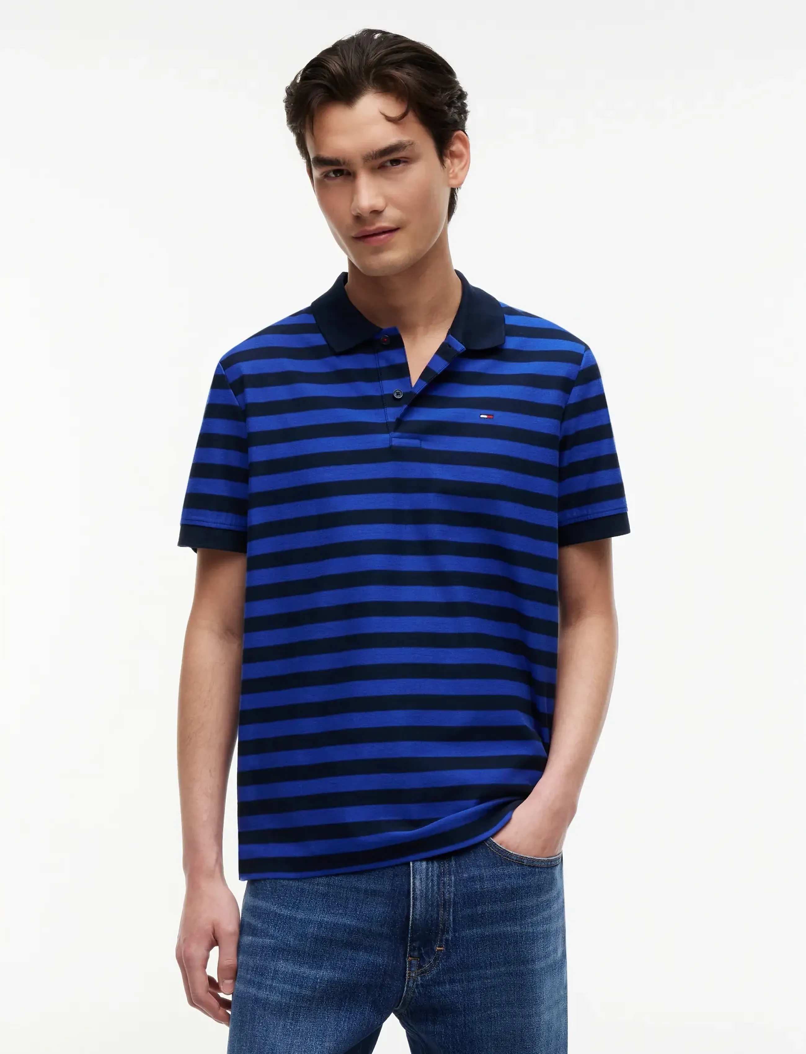Tommy Jeans TJM REG STRIPE JERSEY POLO EXT - Pikéer - PROVIDENCE BLUE STRIPE / multi