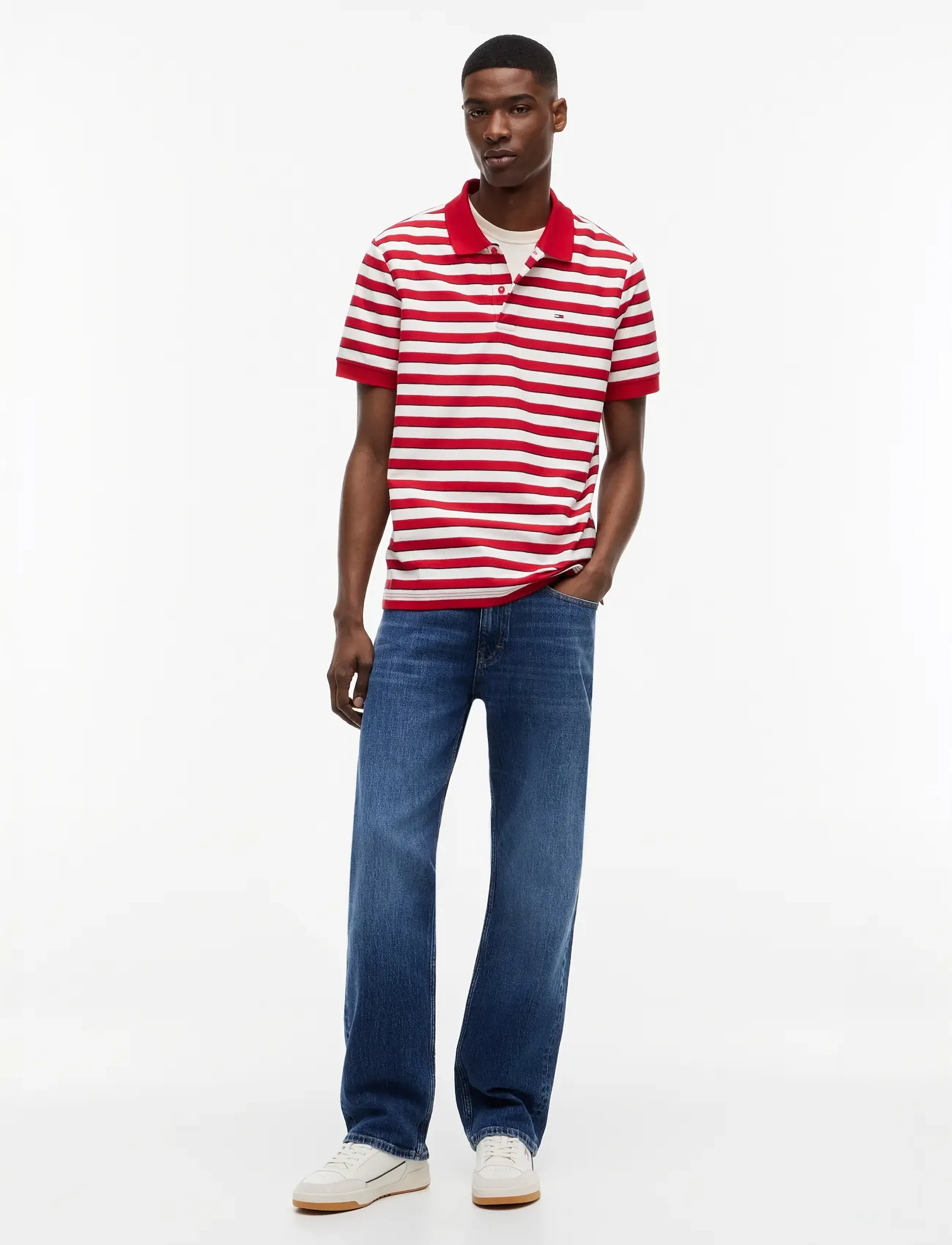 Tommy Jeans - TJM REG STRIPE JERSEY POLO EXT - sügisene kokkuhoid - ruby red stripe - 4