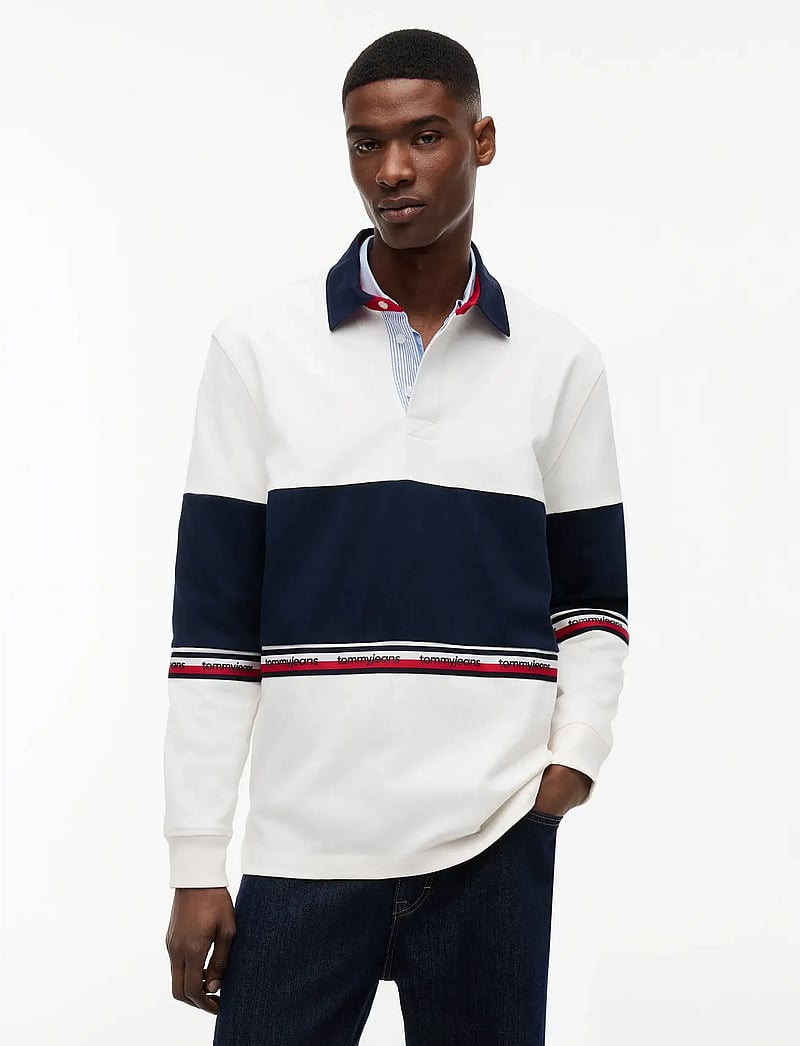 Tommy Jeans - TJM RLX CBLOCK RUGBY - pikkade varrukatega polod - ancient white - 0
