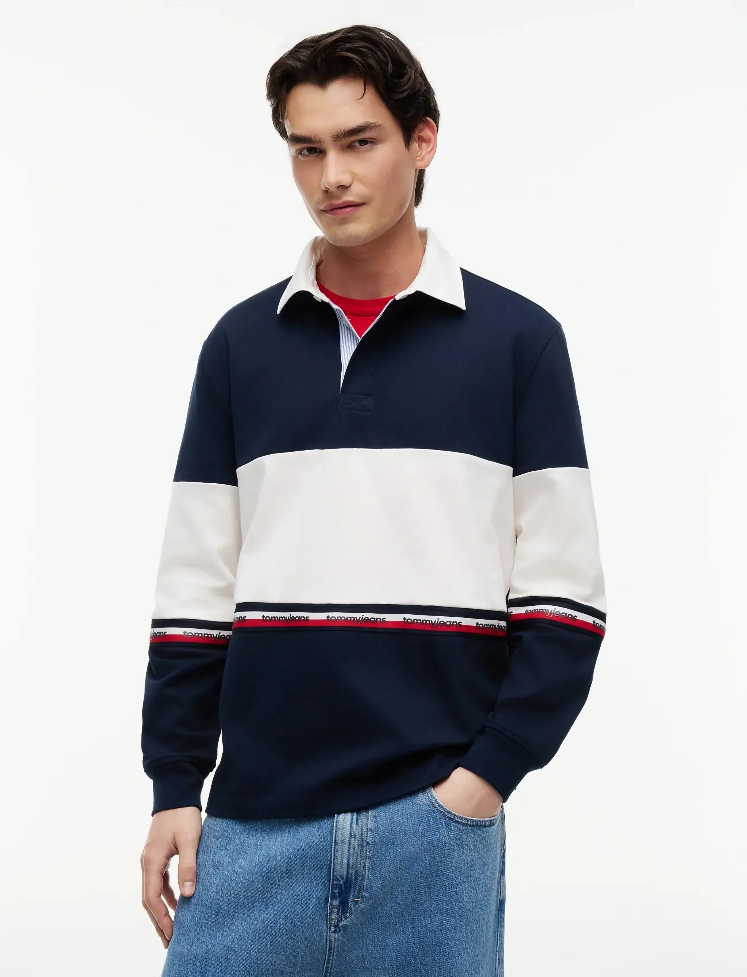 Tommy Jeans TJM RLX CBLOCK RUGBY - Pikéer - DARK NIGHT NAVY / navy