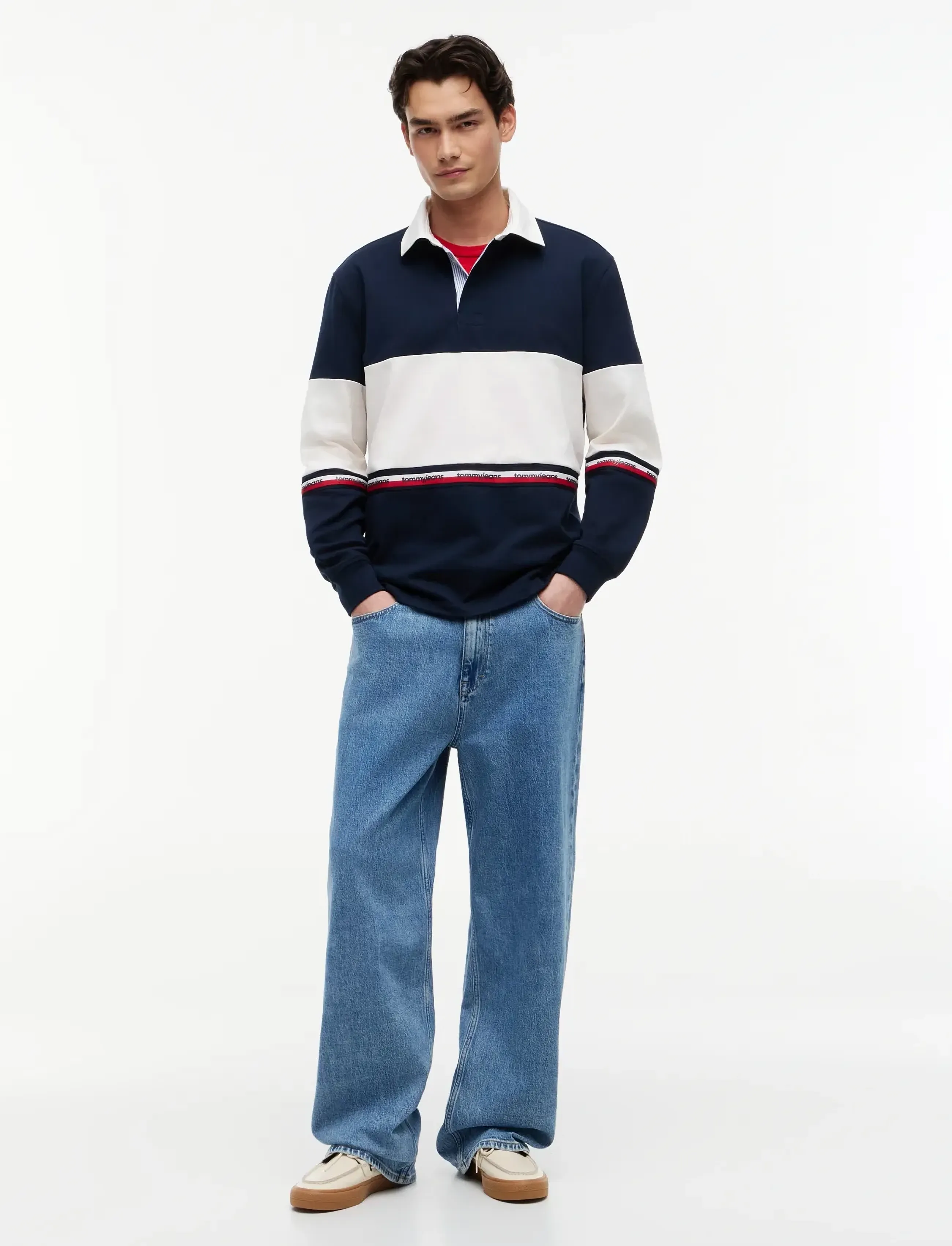 Tommy Jeans - TJM RLX CBLOCK RUGBY - long-sleeved polos - dark night navy - 4