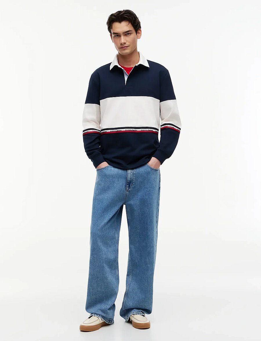 Tommy Jeans - TJM RLX CBLOCK RUGBY - long-sleeved polos - dark night navy - 4