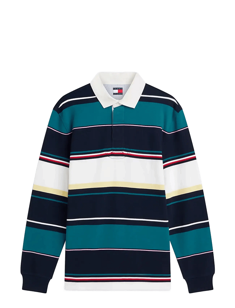 Tommy Jeans - TJM RLX STRIPE RUGBY EXT - langærmede poloer - dark night navy multi - 1