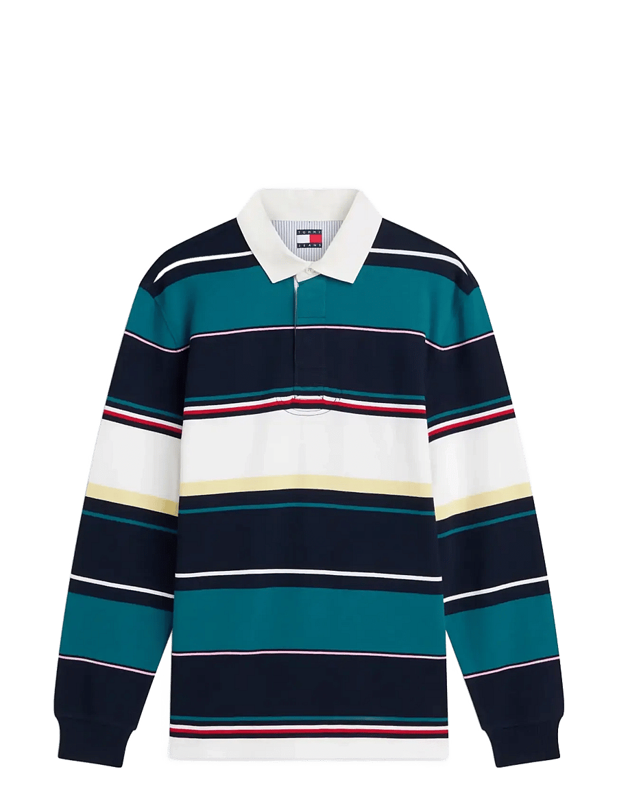 Tommy Jeans - TJM RLX STRIPE RUGBY EXT - long-sleeved polos - dark night navy multi - 1