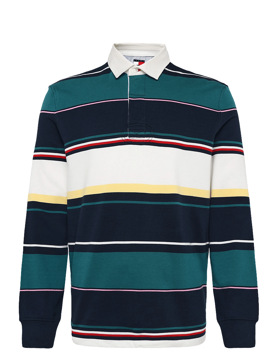 Tommy Jeans - TJM RLX STRIPE RUGBY EXT - pikkade varrukatega polod - dark night navy multi - 1