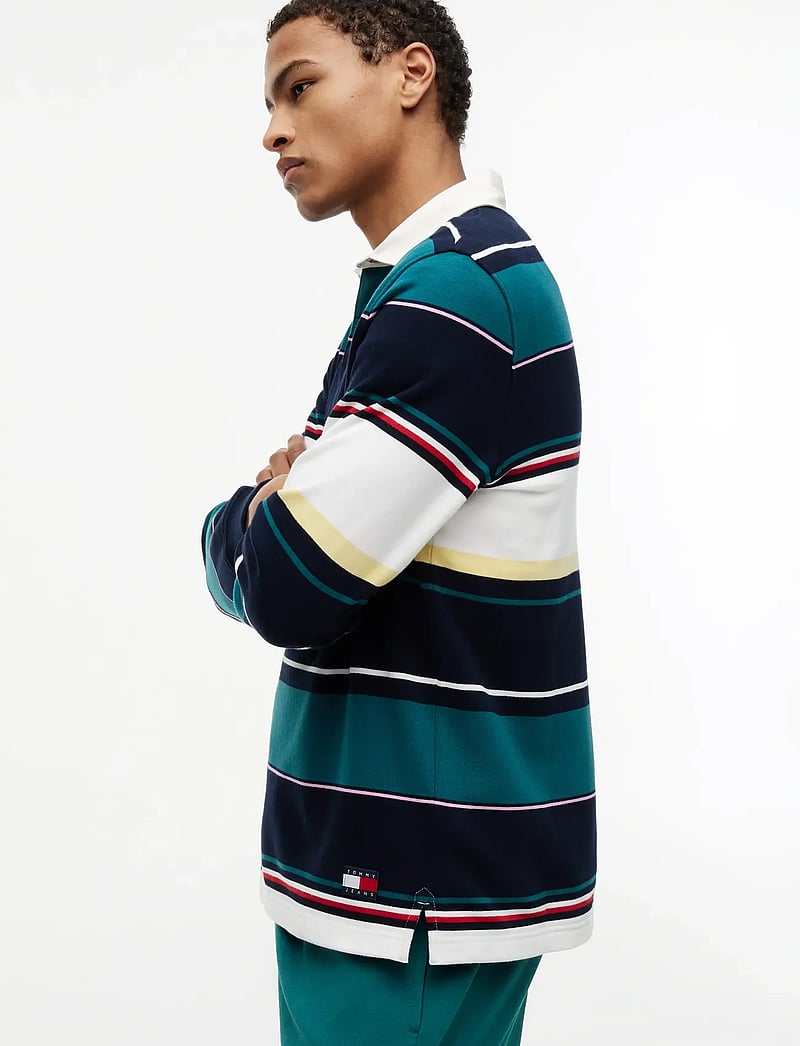 Tommy Jeans - TJM RLX STRIPE RUGBY EXT - langærmede poloer - dark night navy multi - 3