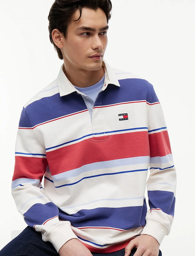 Tommy Jeans - TJM RLX STRIPE RUGBY EXT - długi rękaw - ecru multi - 3