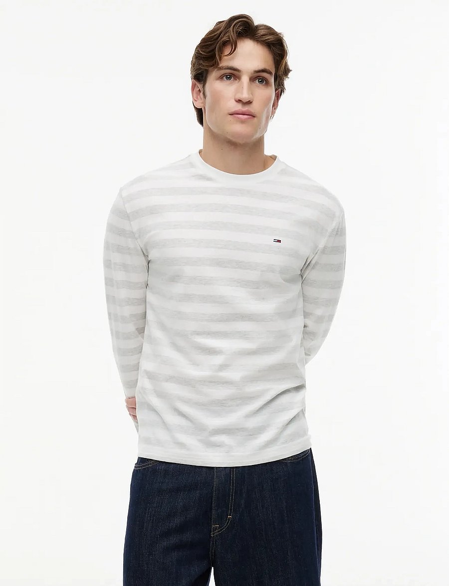 Tommy Jeans - TJM REG ESS STRIPE LS TEE - pikkade varrukatega t-särgid - ecru stripes - 0