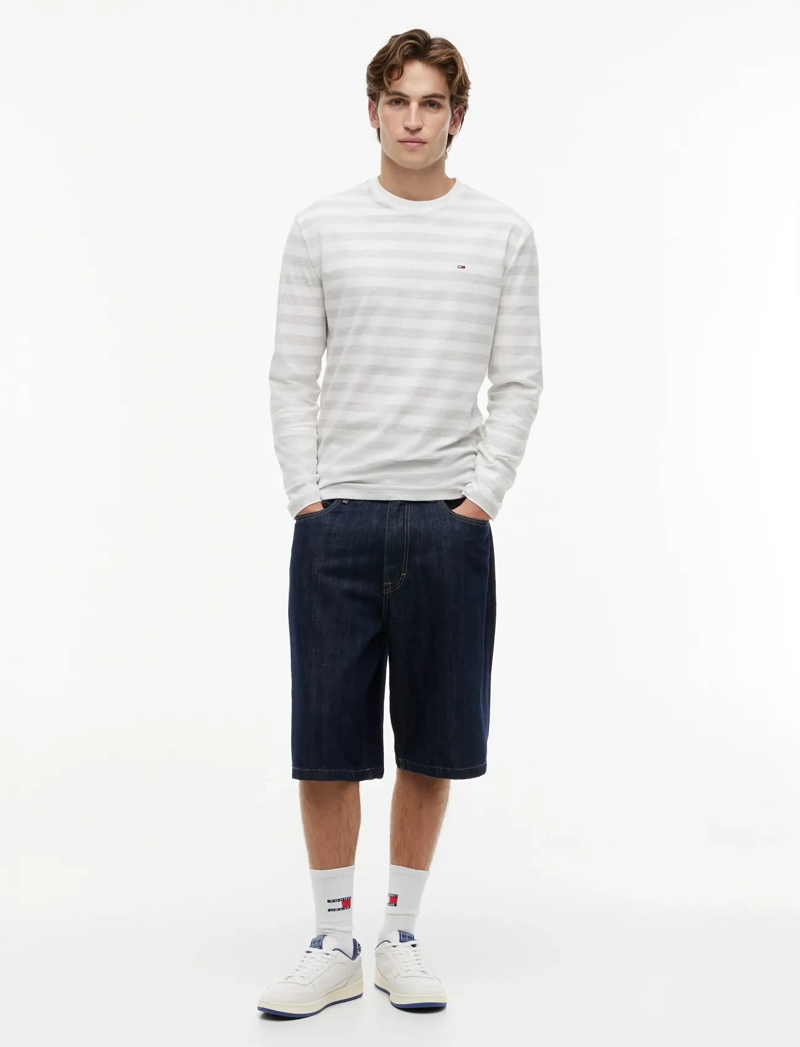 Tommy Jeans - TJM REG ESS STRIPE LS TEE - long-sleeved t-shirts - ecru stripes - 4