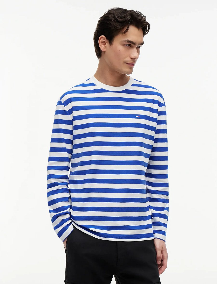Tommy Jeans - TJM REG ESS STRIPE LS TEE - pikkade varrukatega t-särgid - providence blue stripe - 0