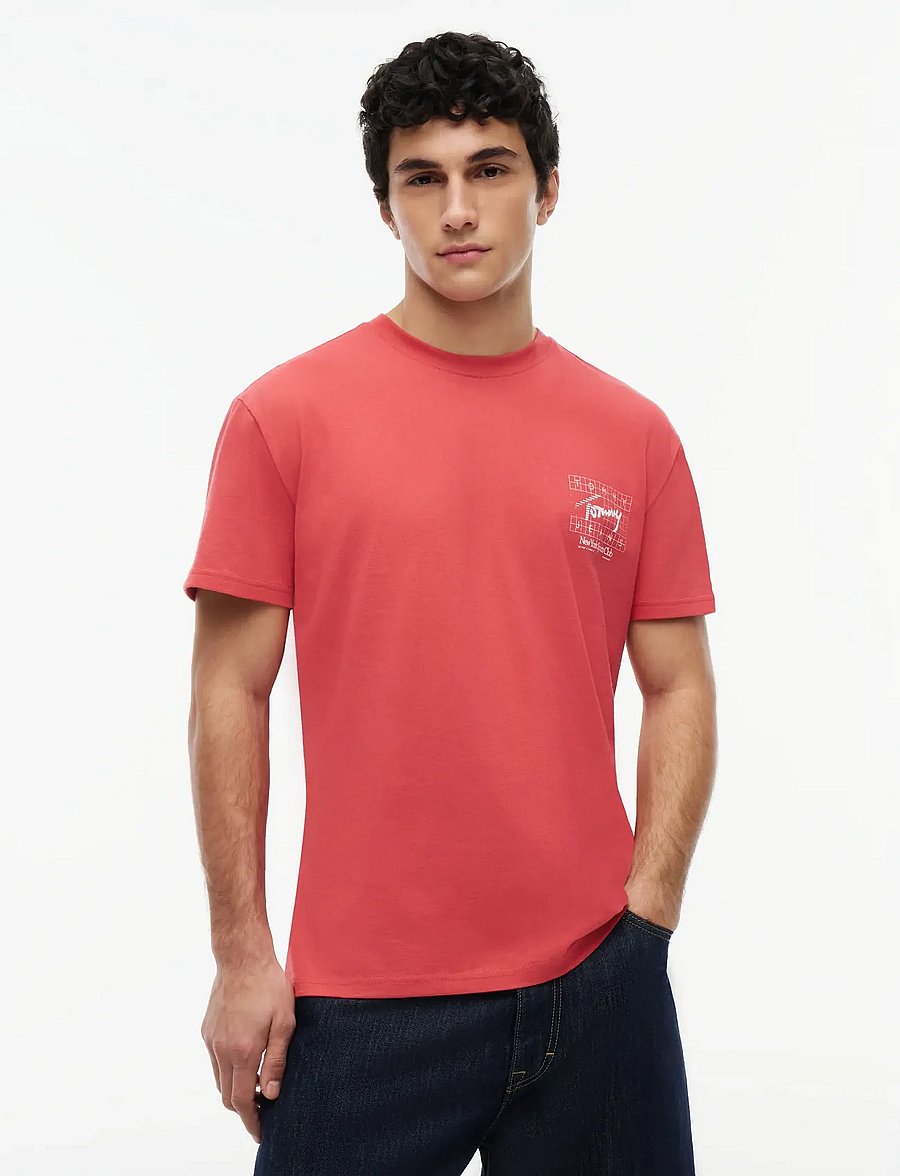 Tommy Jeans - TJM REG SIGN FLAG SS TEE EXT - lühikeste varrukatega t-särgid - anthem red - 0