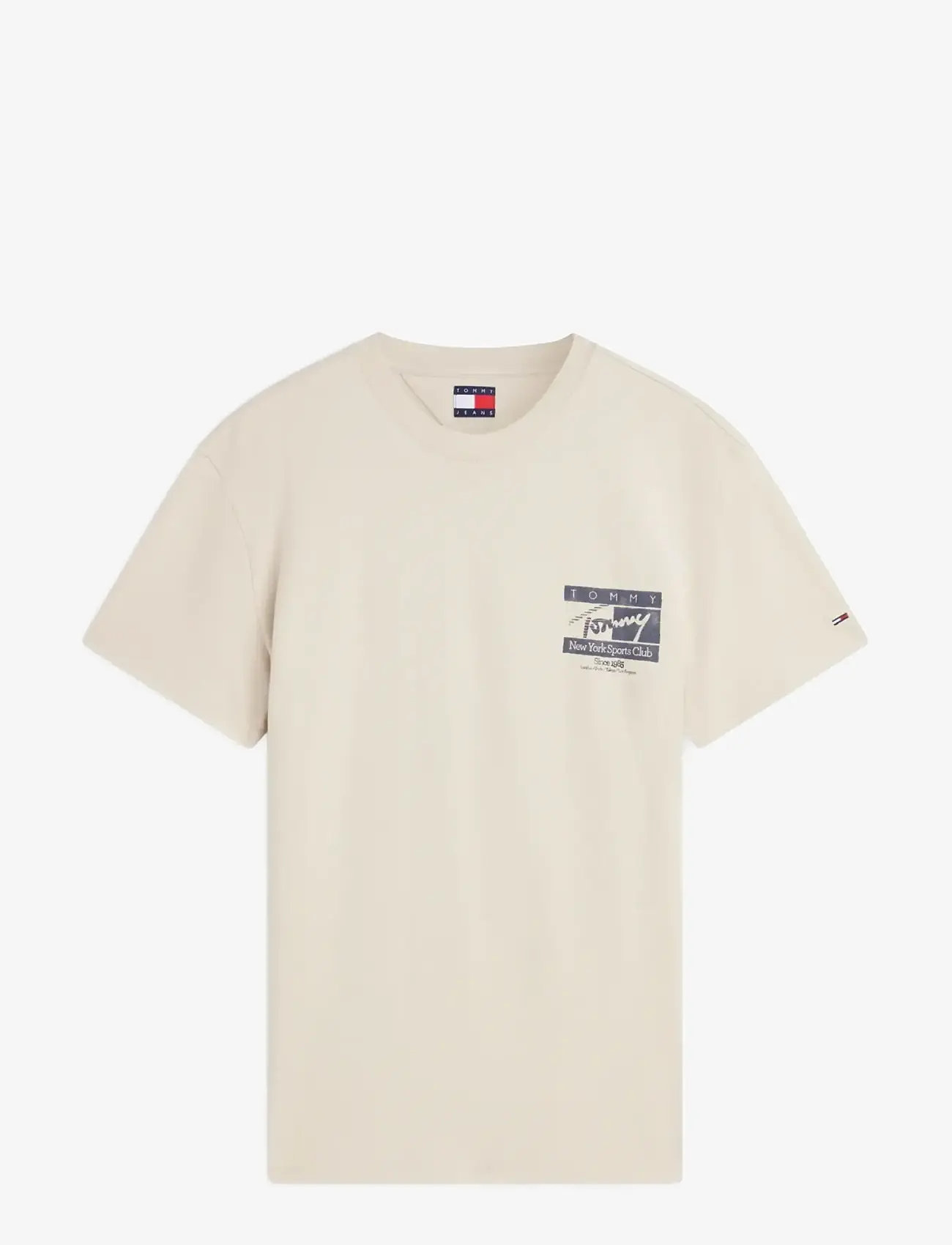 Tommy Jeans - TJM REG SIGN FLAG SS TEE EXT - kortærmede t-shirts - classic beige - 1