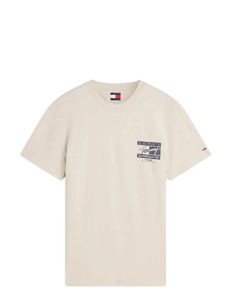 Tommy Jeans - TJM REG SIGN FLAG SS TEE EXT - kortærmede t-shirts - classic beige - 1