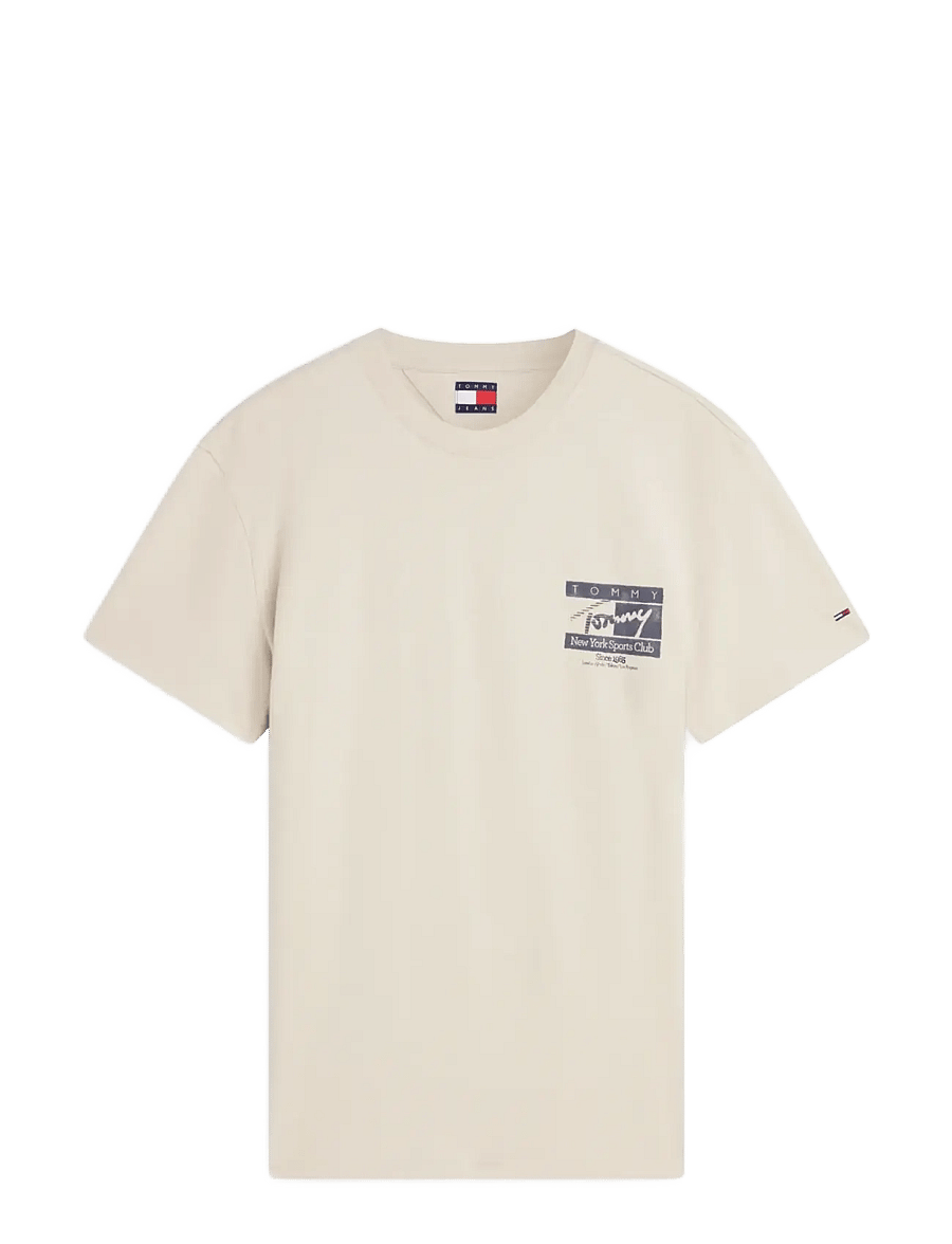 Tommy Jeans - TJM REG SIGN FLAG SS TEE EXT - lühikeste varrukatega t-särgid - classic beige - 1