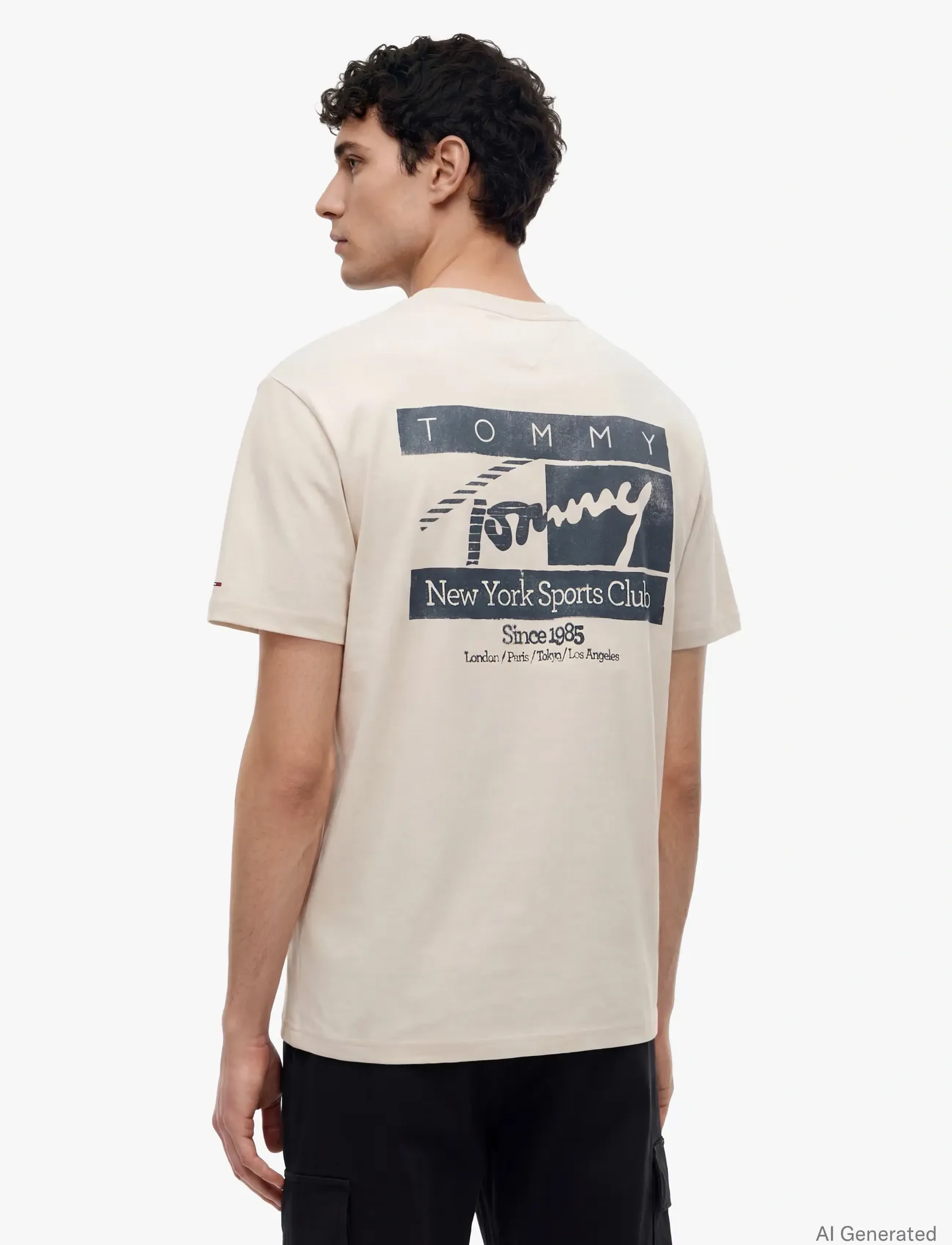 Tommy Jeans - TJM REG SIGN FLAG SS TEE EXT - kortærmede t-shirts - classic beige - 2