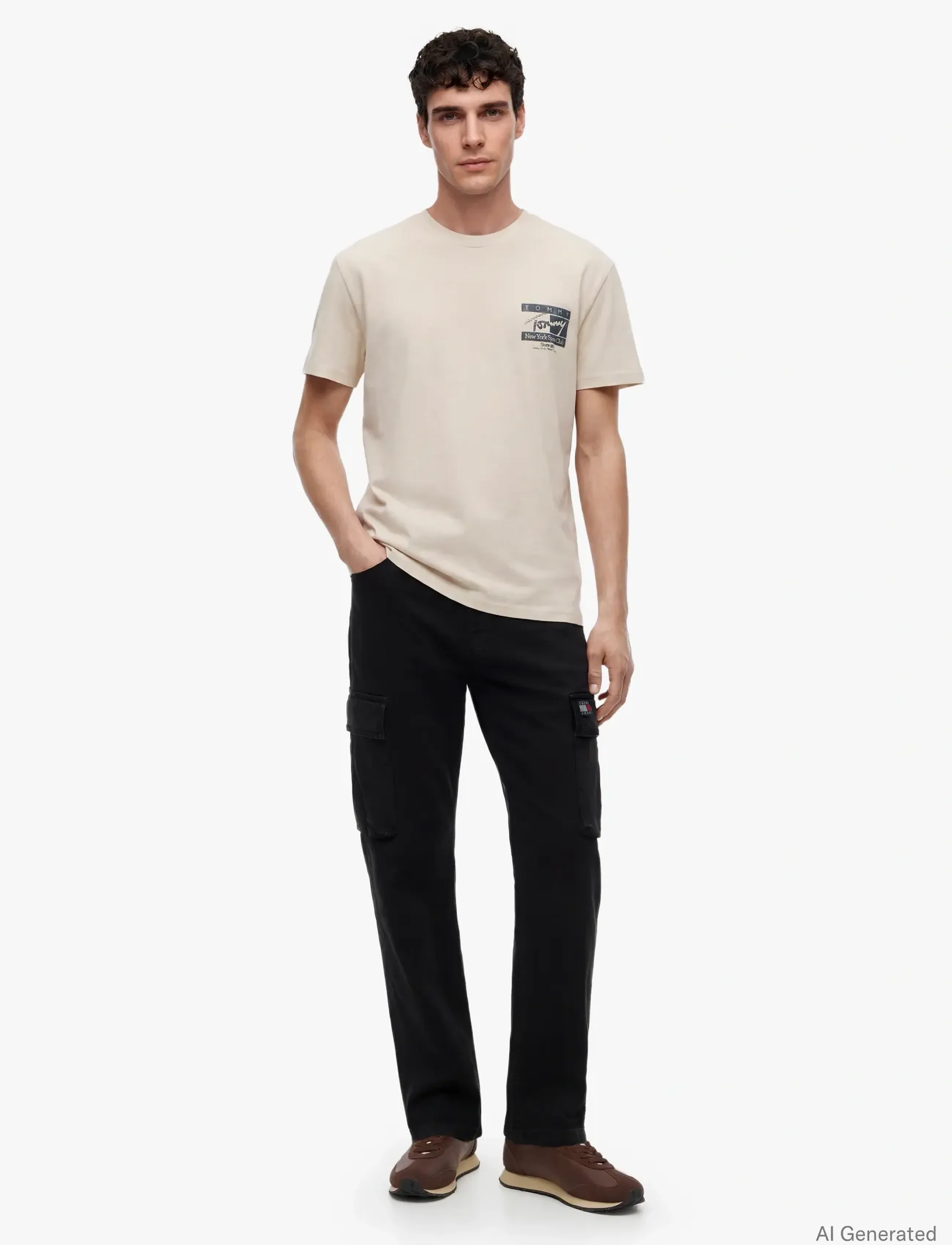 Tommy Jeans - TJM REG SIGN FLAG SS TEE EXT - lühikeste varrukatega t-särgid - classic beige - 4