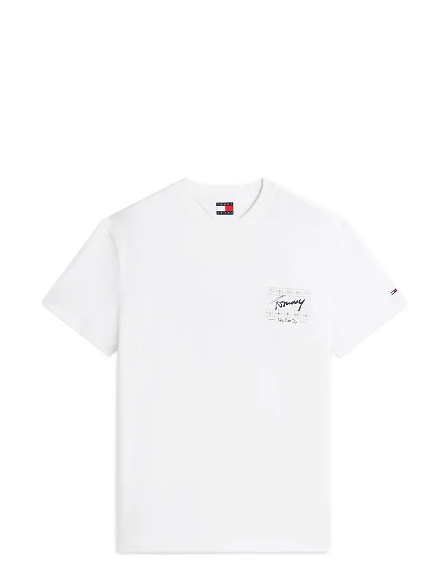 Tommy Jeans - TJM REG SIGN FLAG SS TEE EXT - kurzärmelige t-shirts - ecru - 1