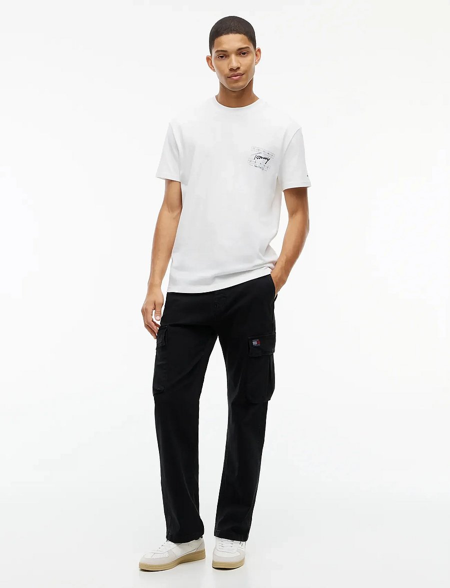 Tommy Jeans - TJM REG SIGN FLAG SS TEE EXT - kurzärmelige t-shirts - ecru - 4