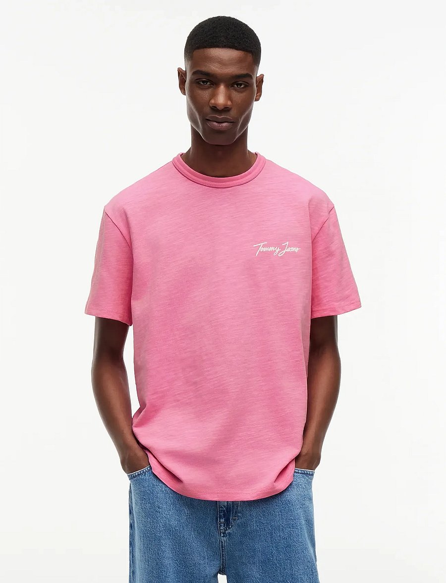 Tommy Jeans - TJM RLX NOVELTY SS TEE - kurzärmelige t-shirts - pink daisy - 0