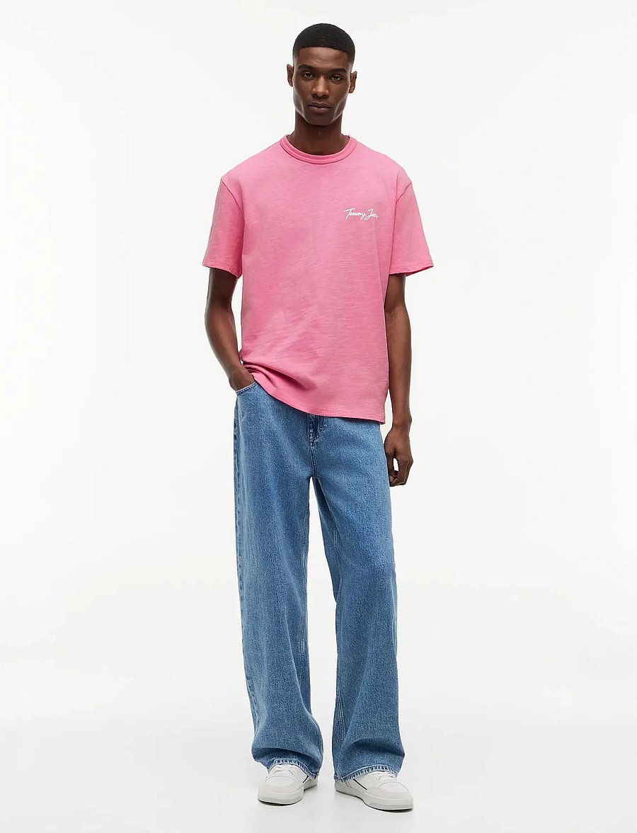 Tommy Jeans - TJM RLX NOVELTY SS TEE - kurzärmelige t-shirts - pink daisy - 4